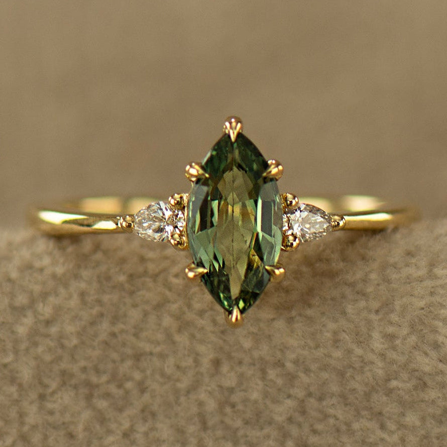 Crown Green Sapphire Ring