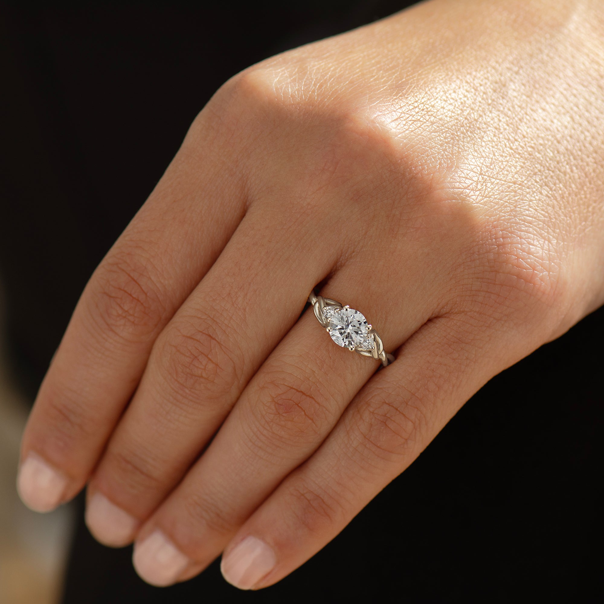 Large Three Stone Celtic Engagement Ring