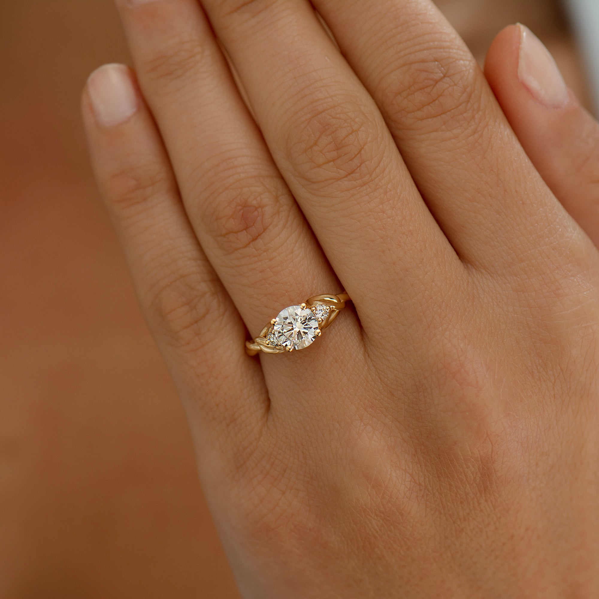 Large Three Stone Celtic Engagement Ring