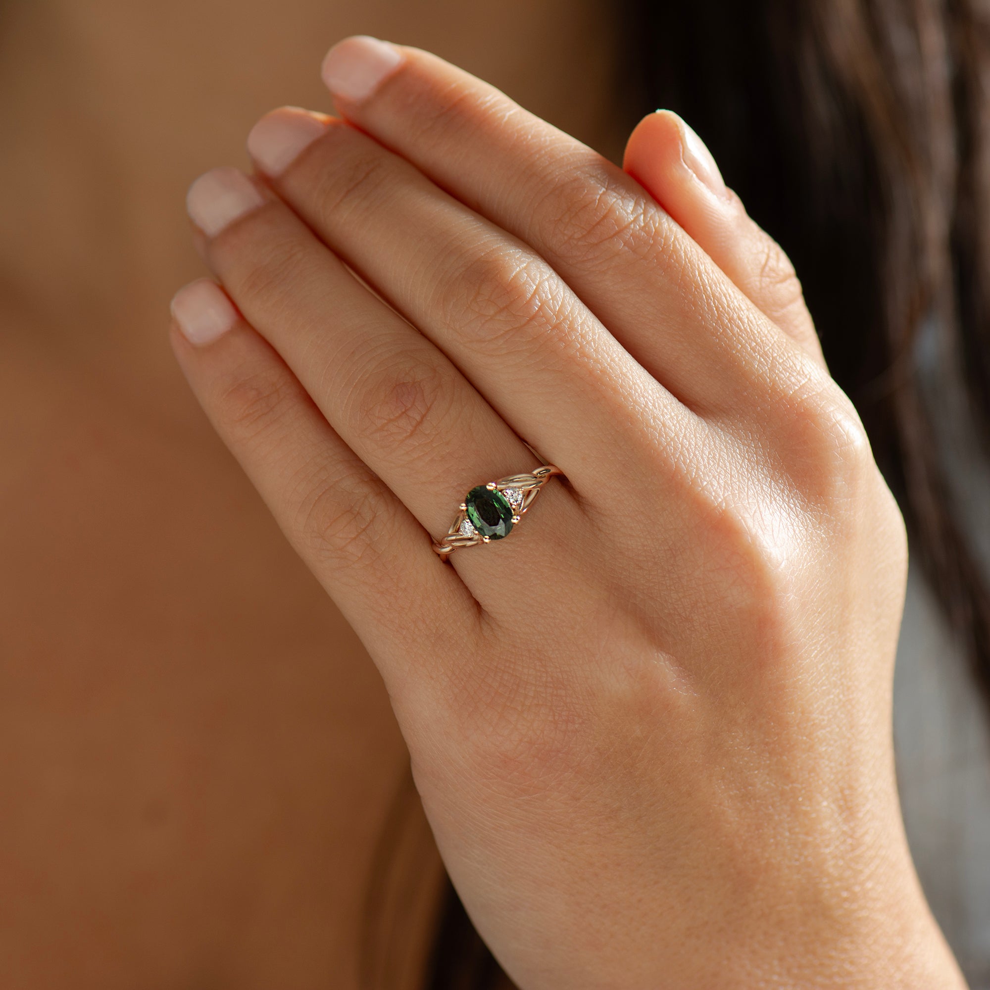 Celtic Three Stone Sapphire Ring