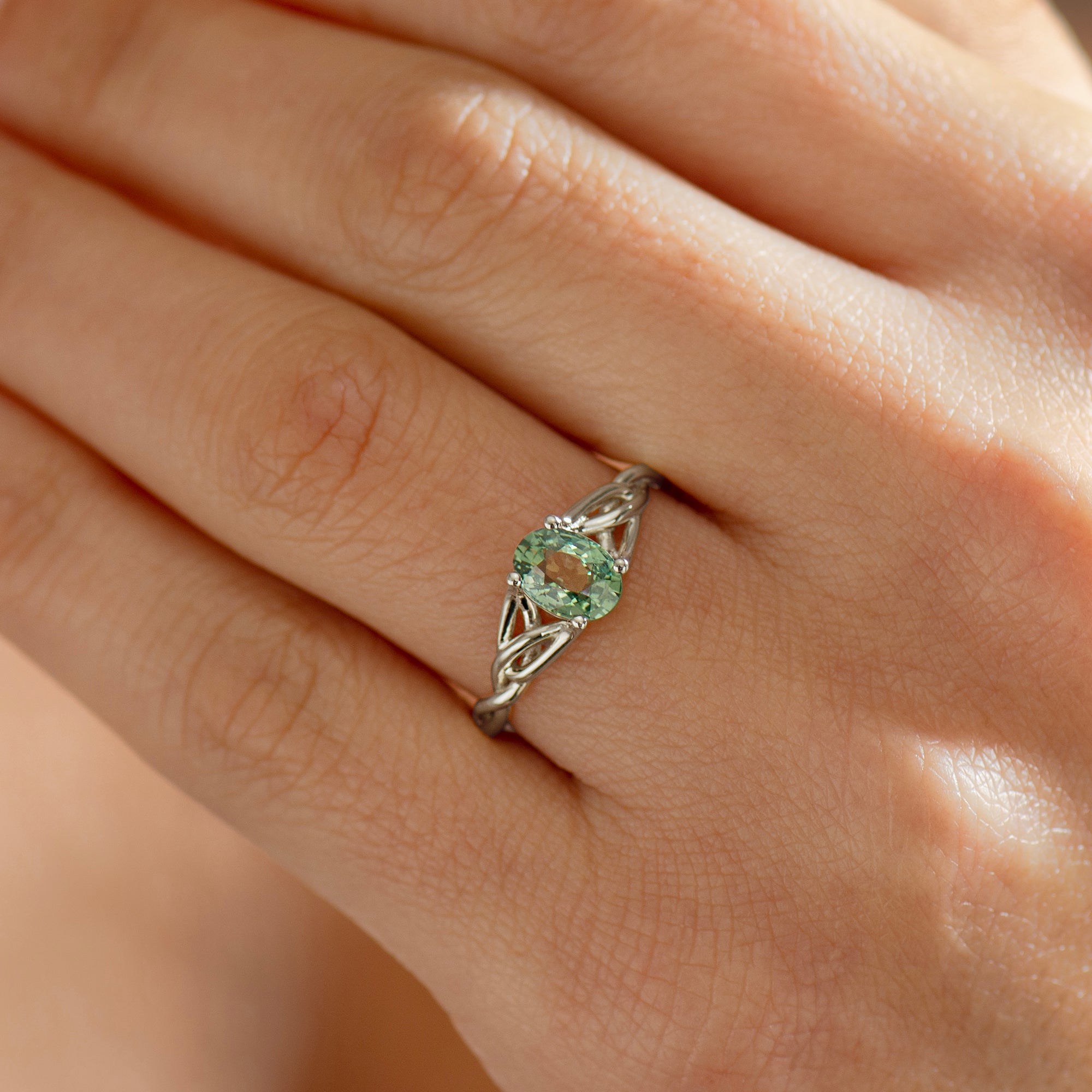 Celtic Green Sapphire Ring