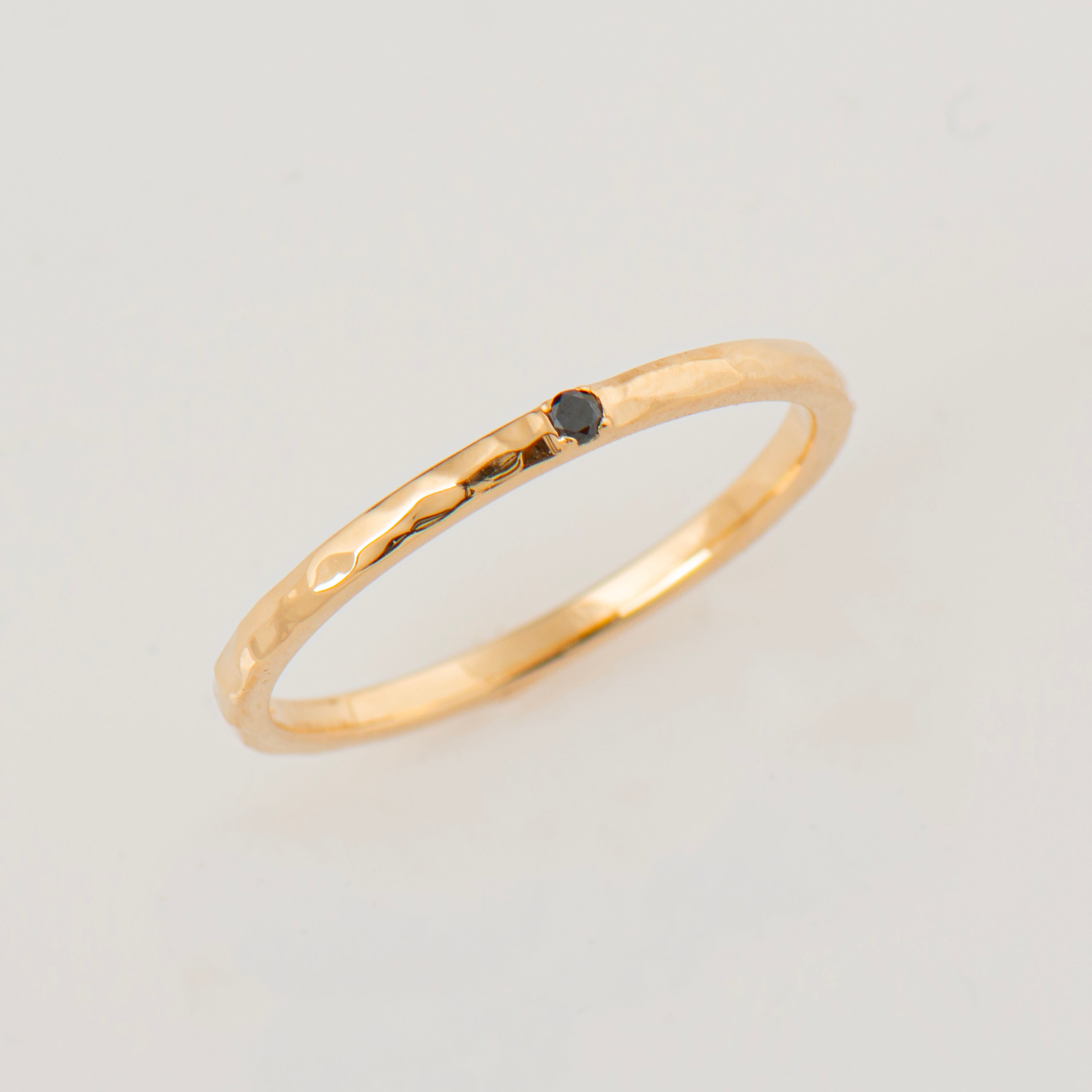 1.5 mm Hammered Single Black Diamond Ring