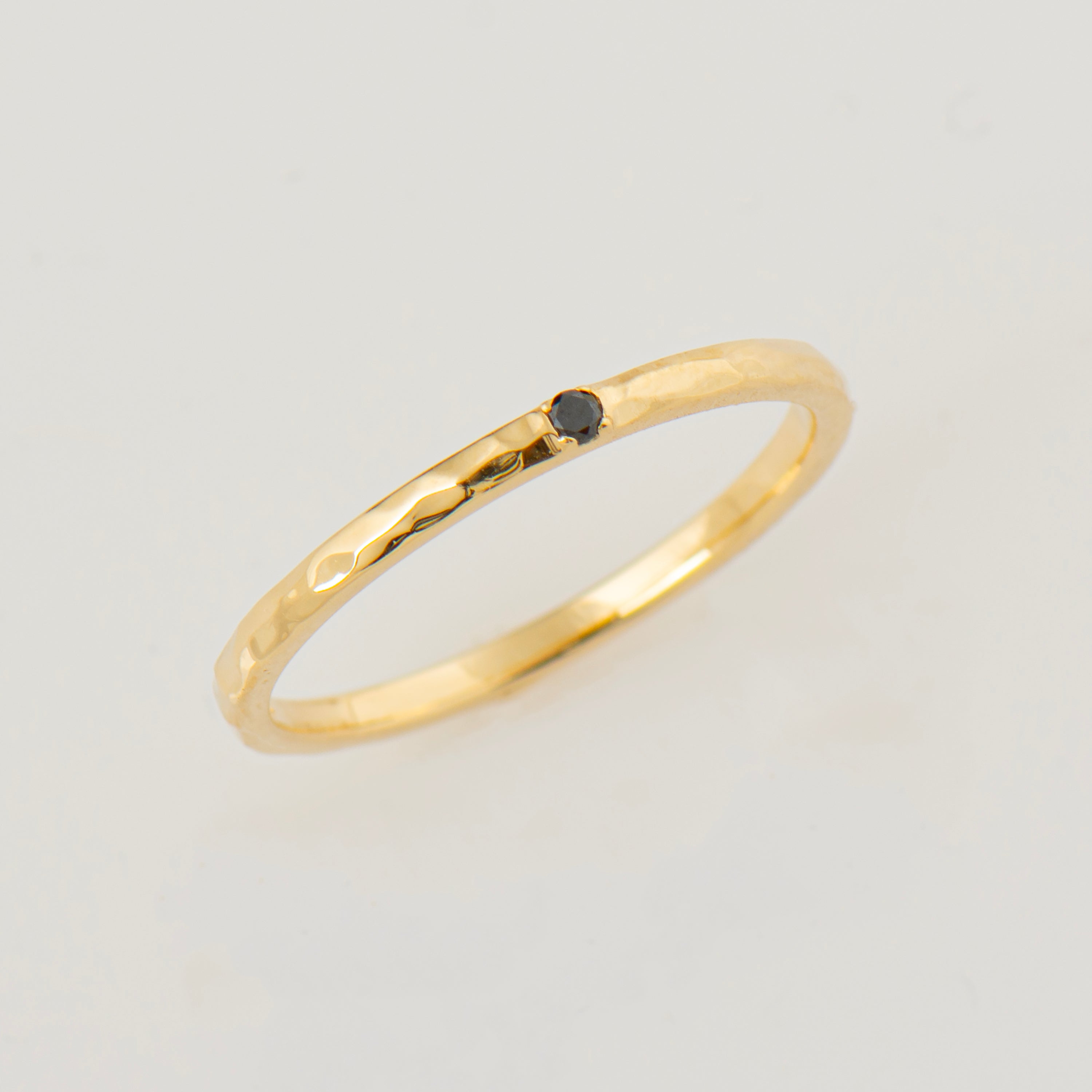 1.5 mm Hammered Single Black Diamond Ring