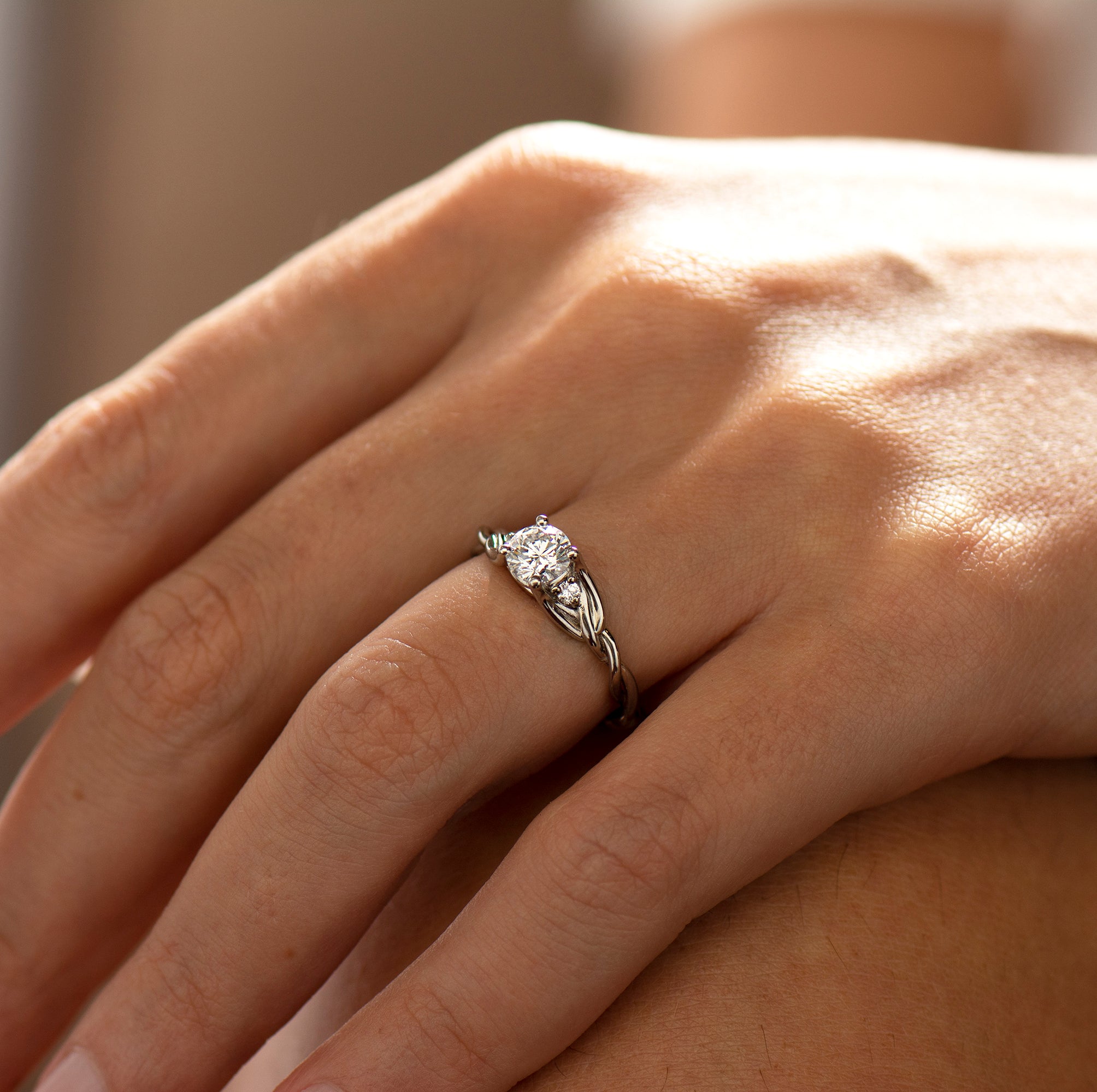 Three Stone Celtic Engagement Ring