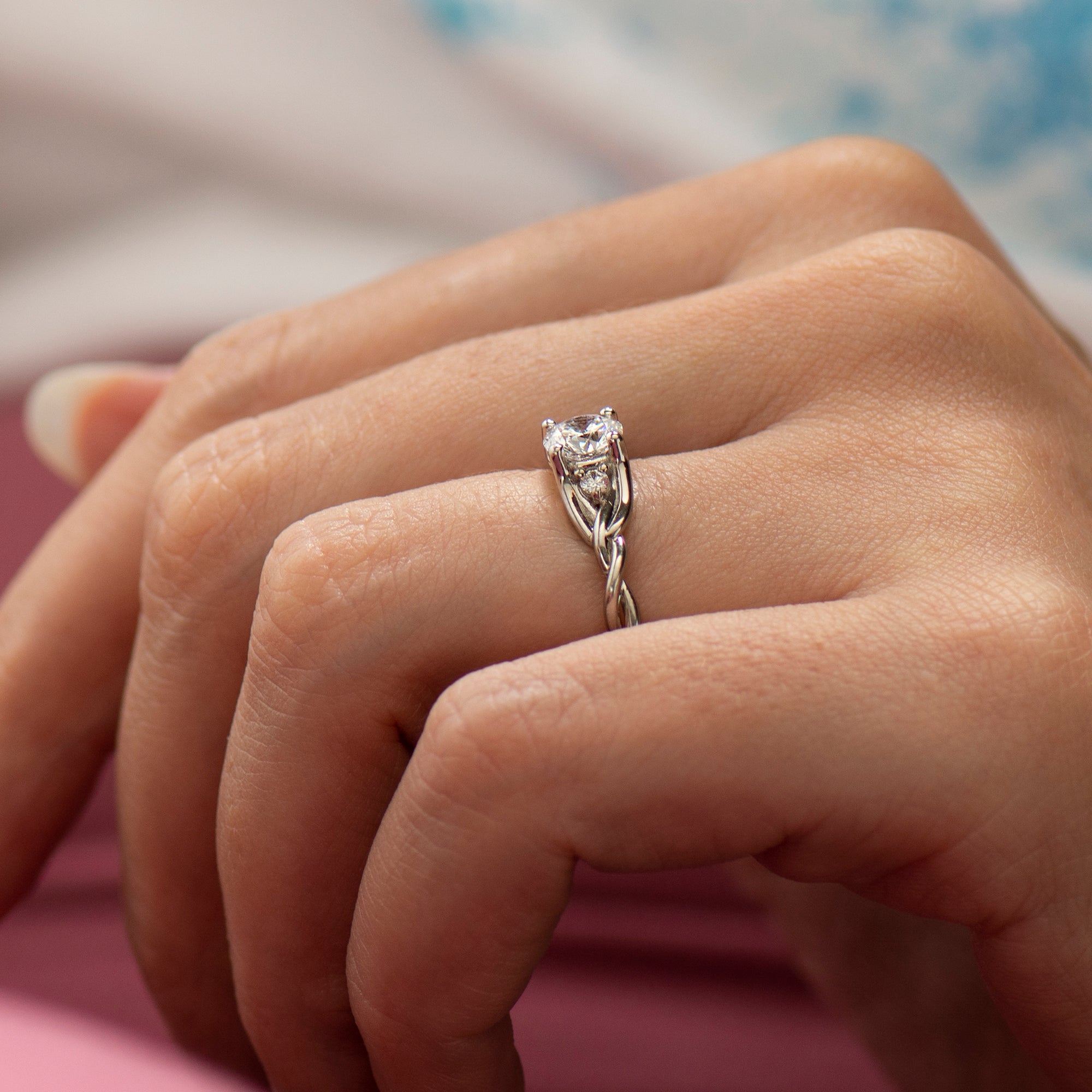 Three Stone Celtic Engagement Ring