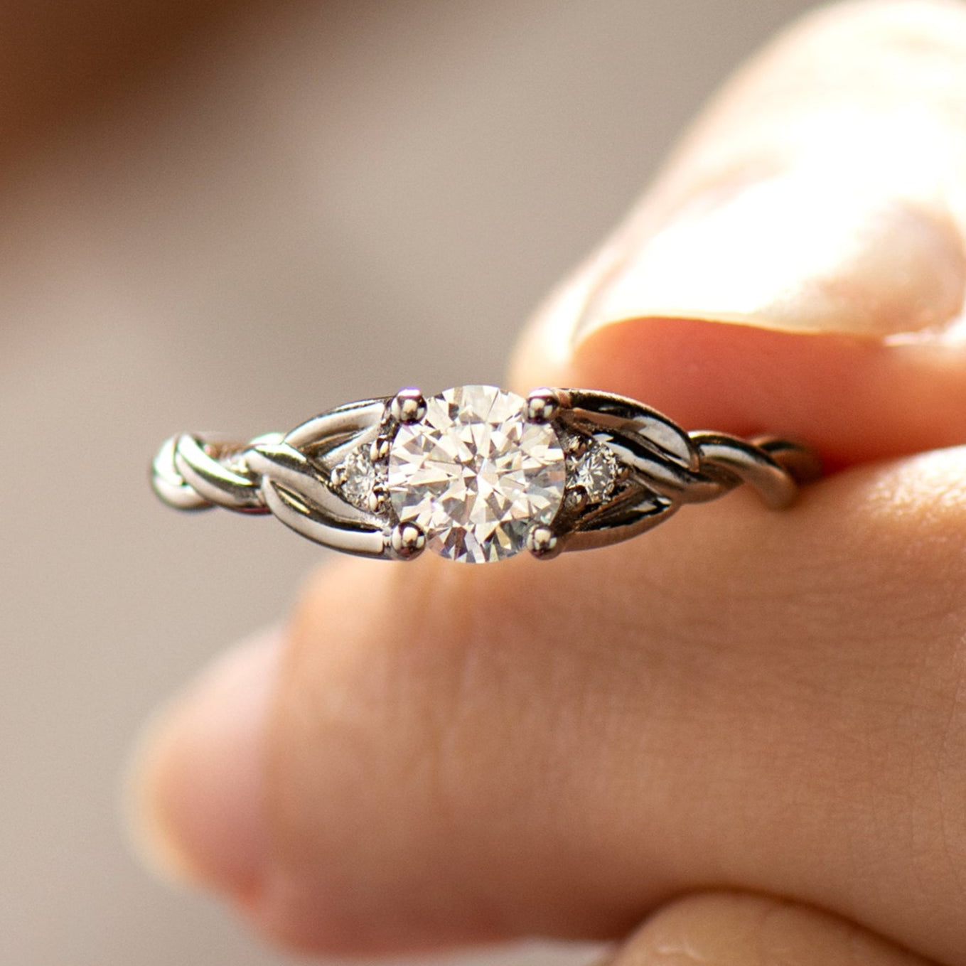 Three Stone Celtic Engagement Ring