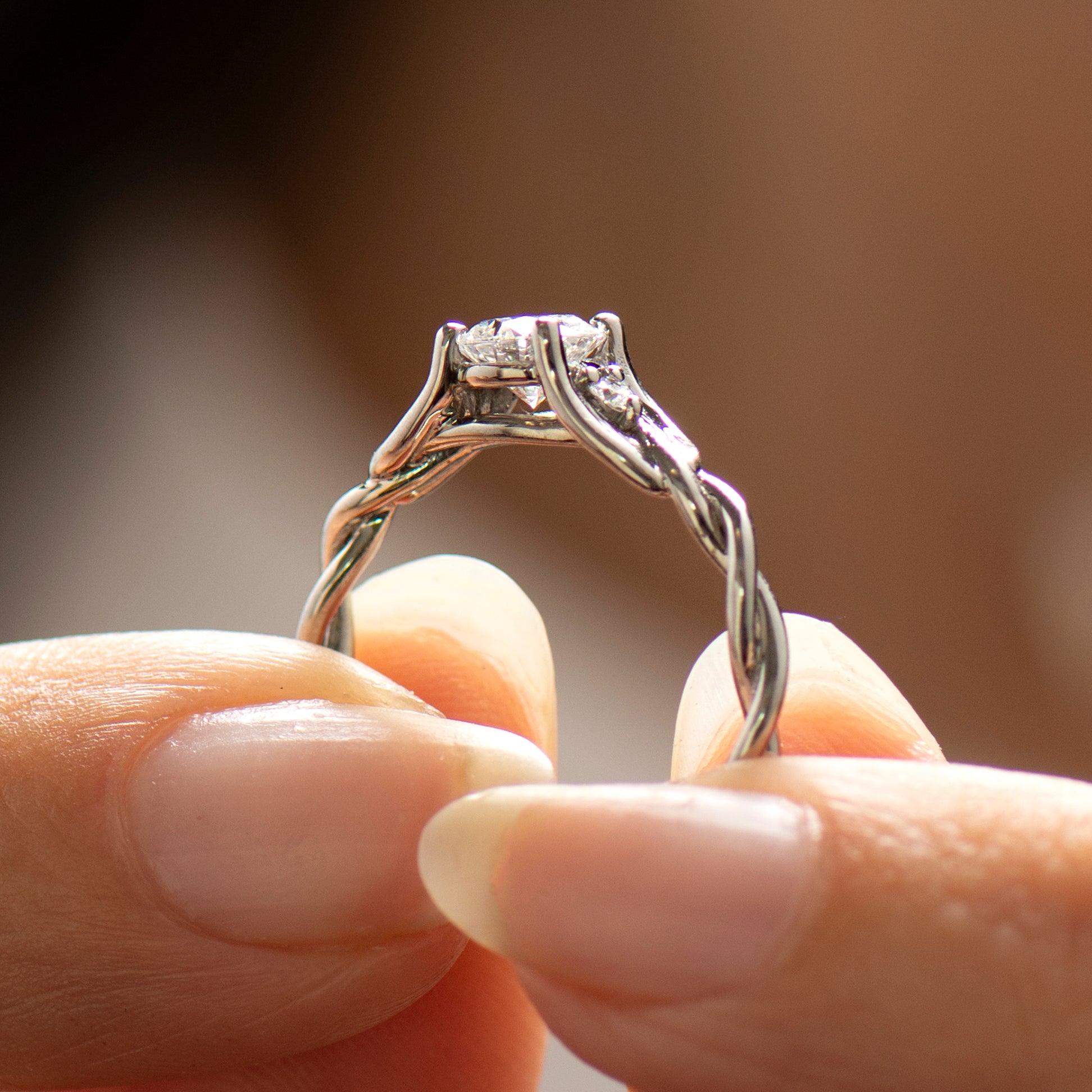 Three Stone Celtic Engagement Ring