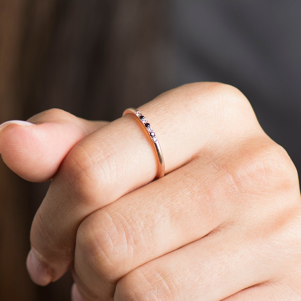 Alternating White & Black Diamonds Ring
