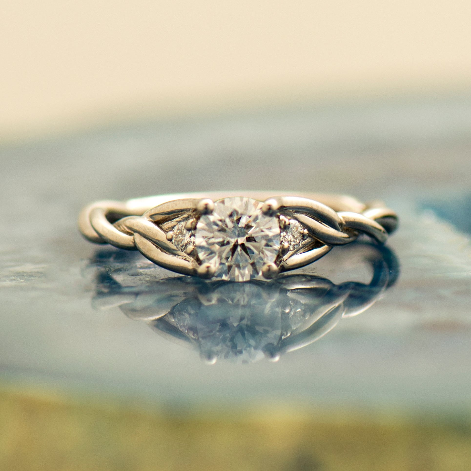 Three Stone Celtic Engagement Ring