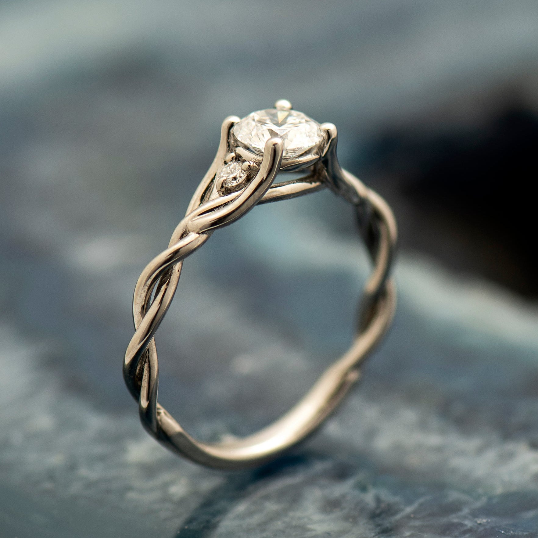 Three Stone Celtic Engagement Ring