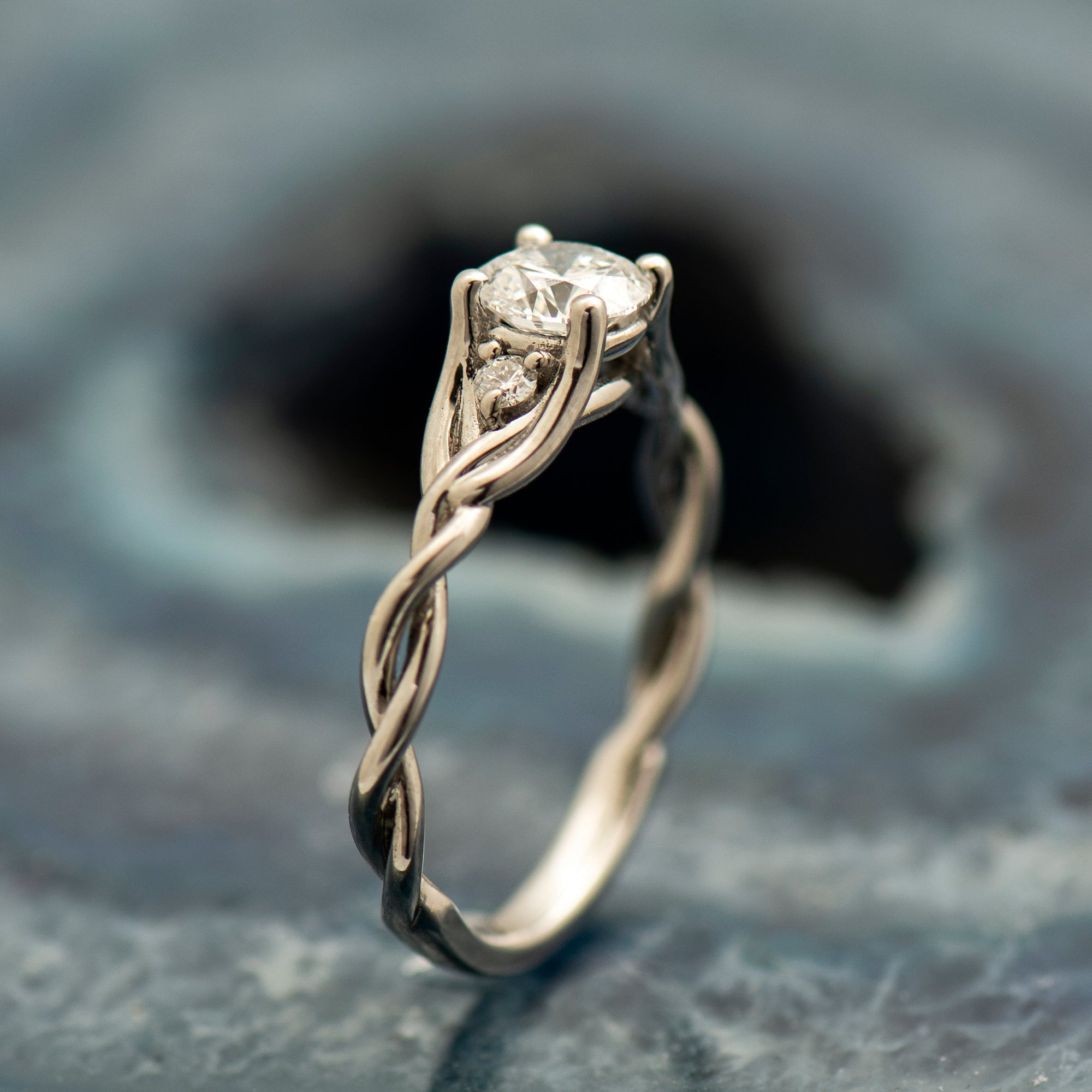 Three Stone Celtic Engagement Ring