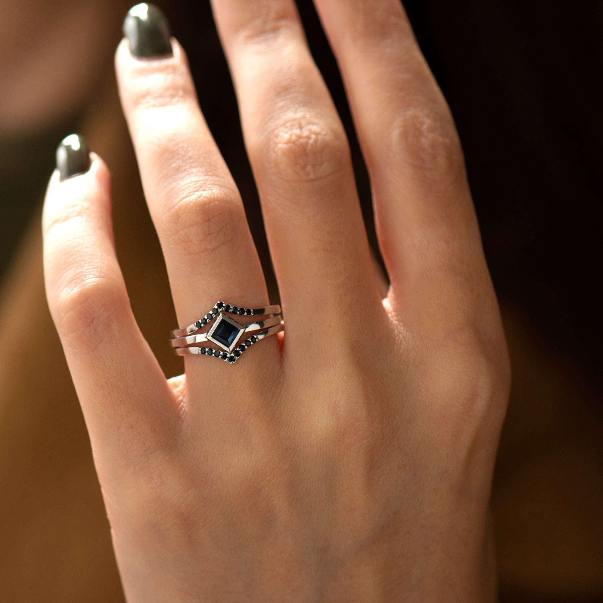 Blue sapphires Rings Set