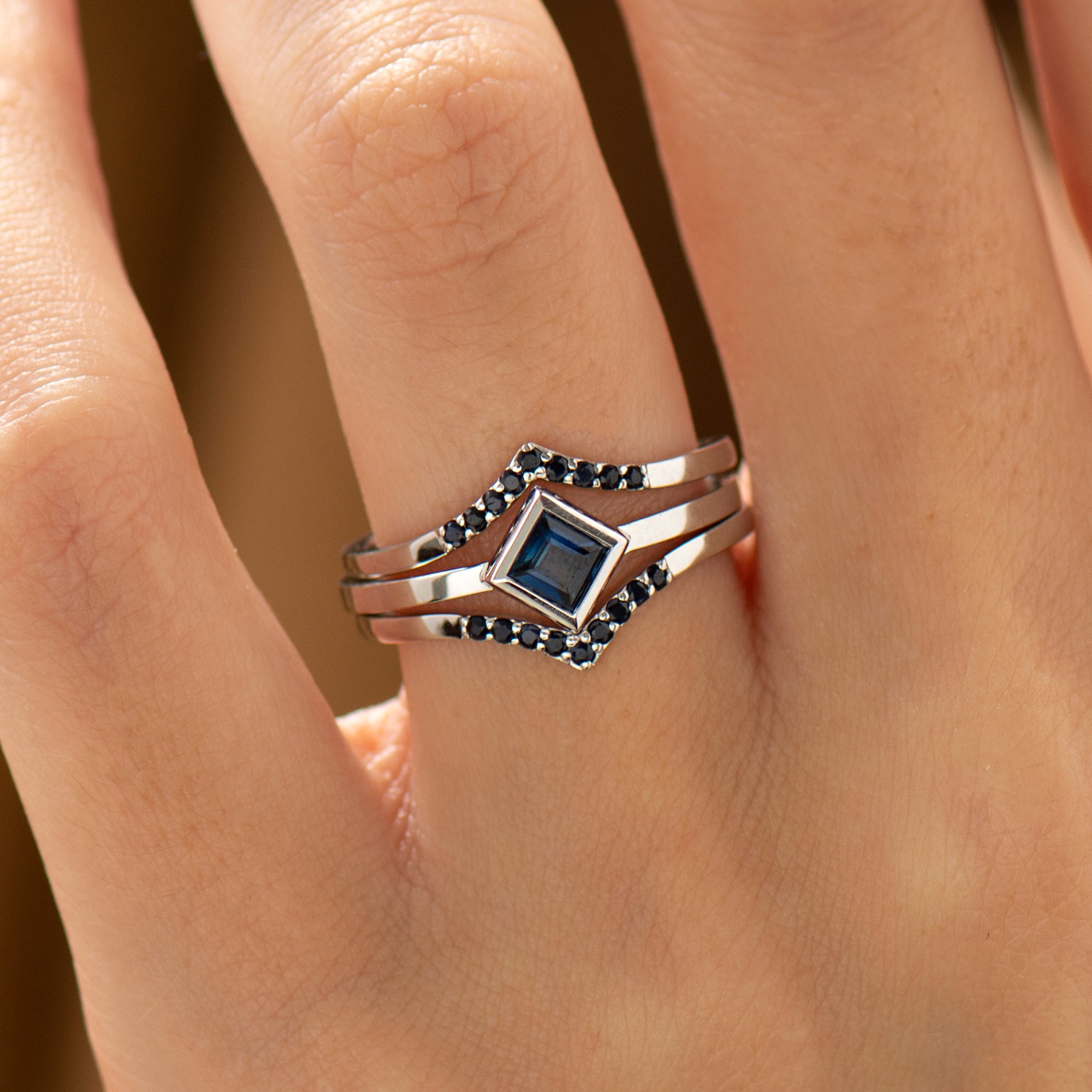 Blue sapphires Rings Set