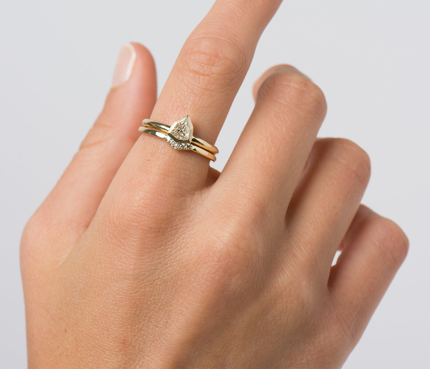 Shield Diamond Ring Set