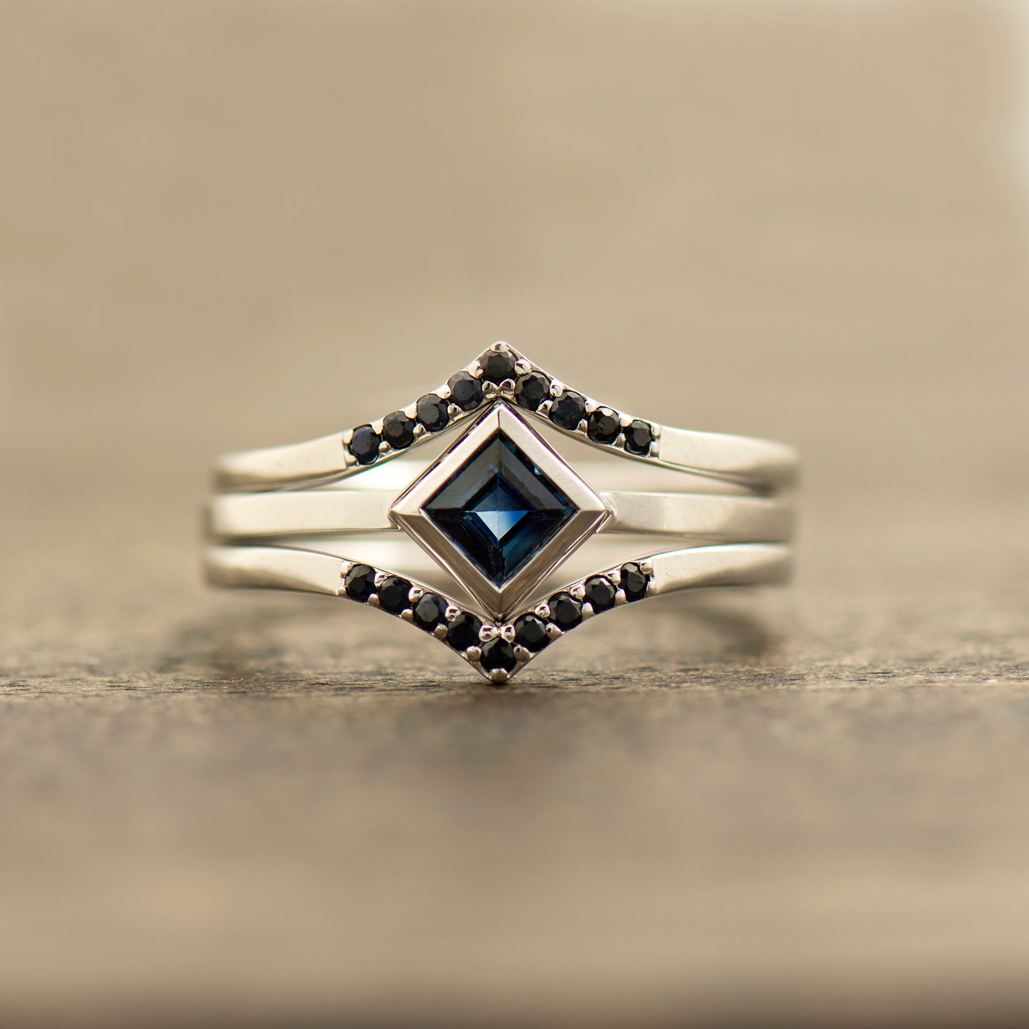 Blue sapphires Rings Set