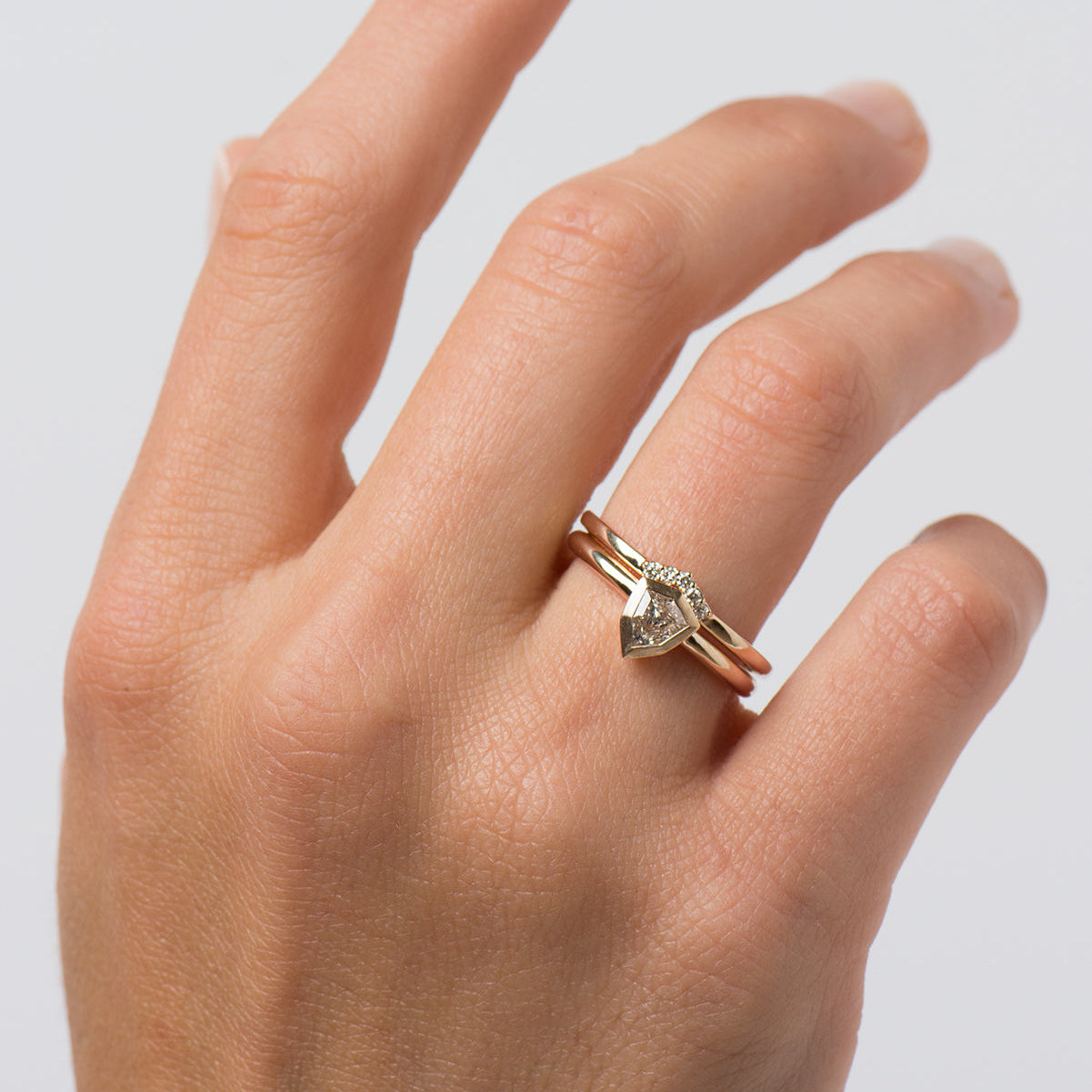 Shield Diamond Ring Set