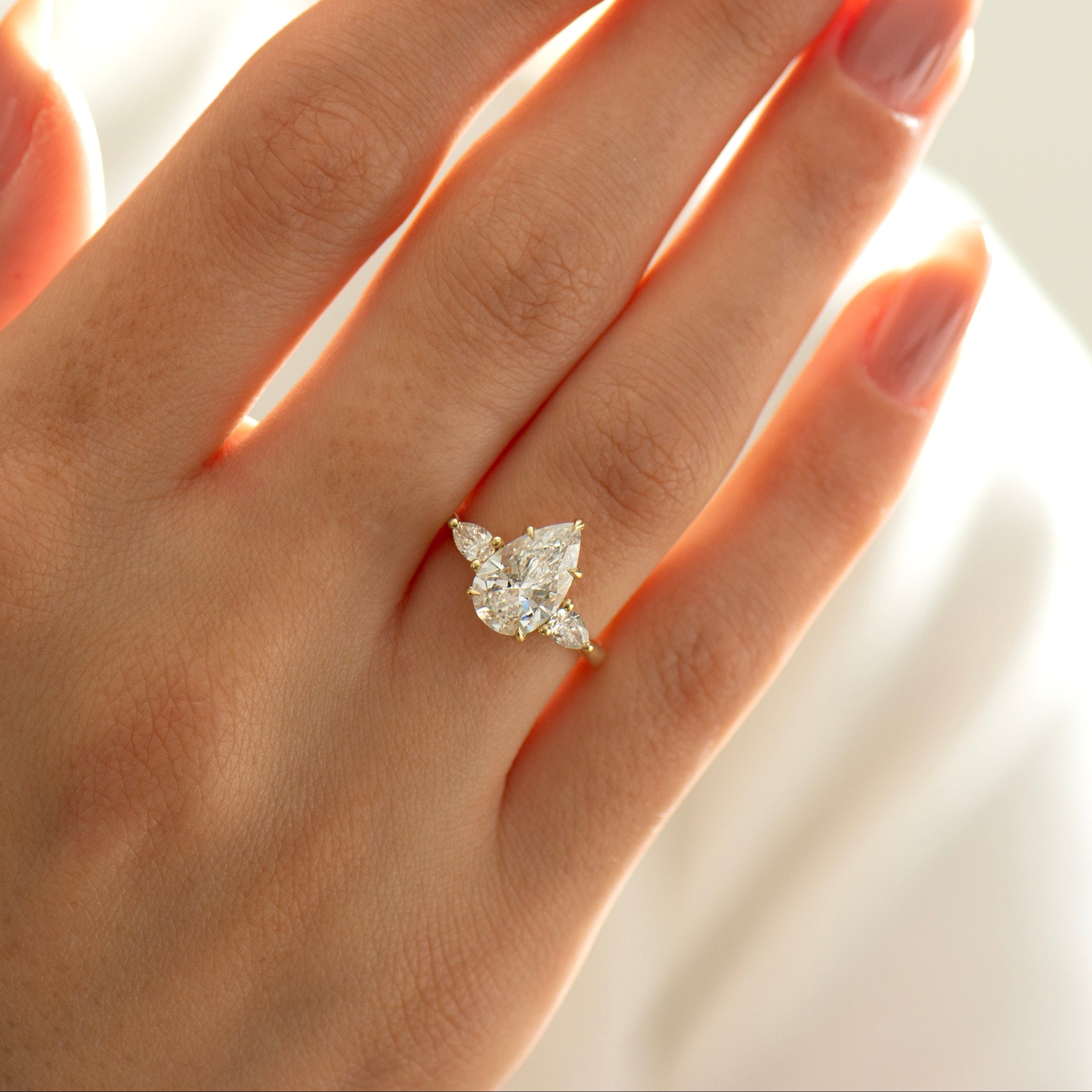 Three Stone Pear Ring