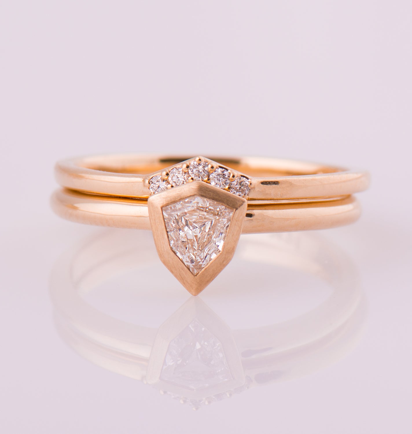 Shield Diamond Ring Set