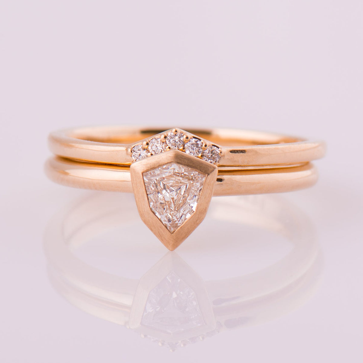 Shield Diamond Ring Set