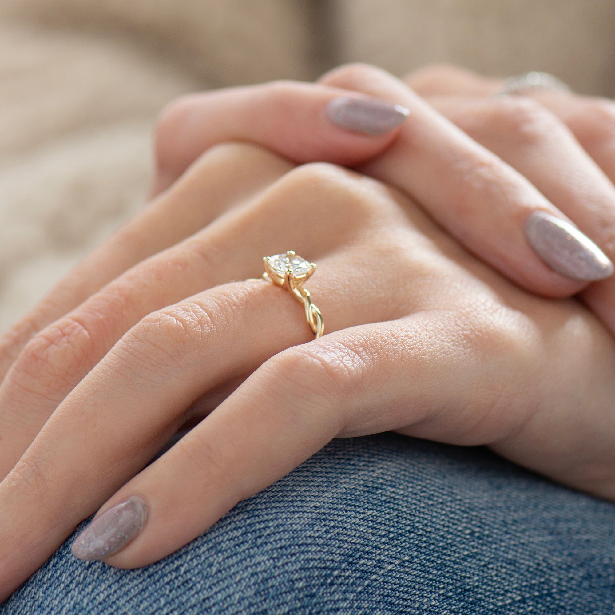 Solitaire Large Braided Engagement Ring