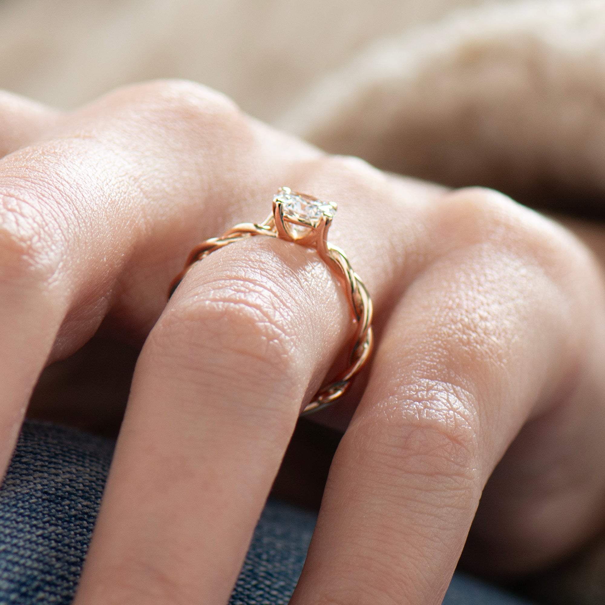 Solitaire Large Braided Engagement Ring