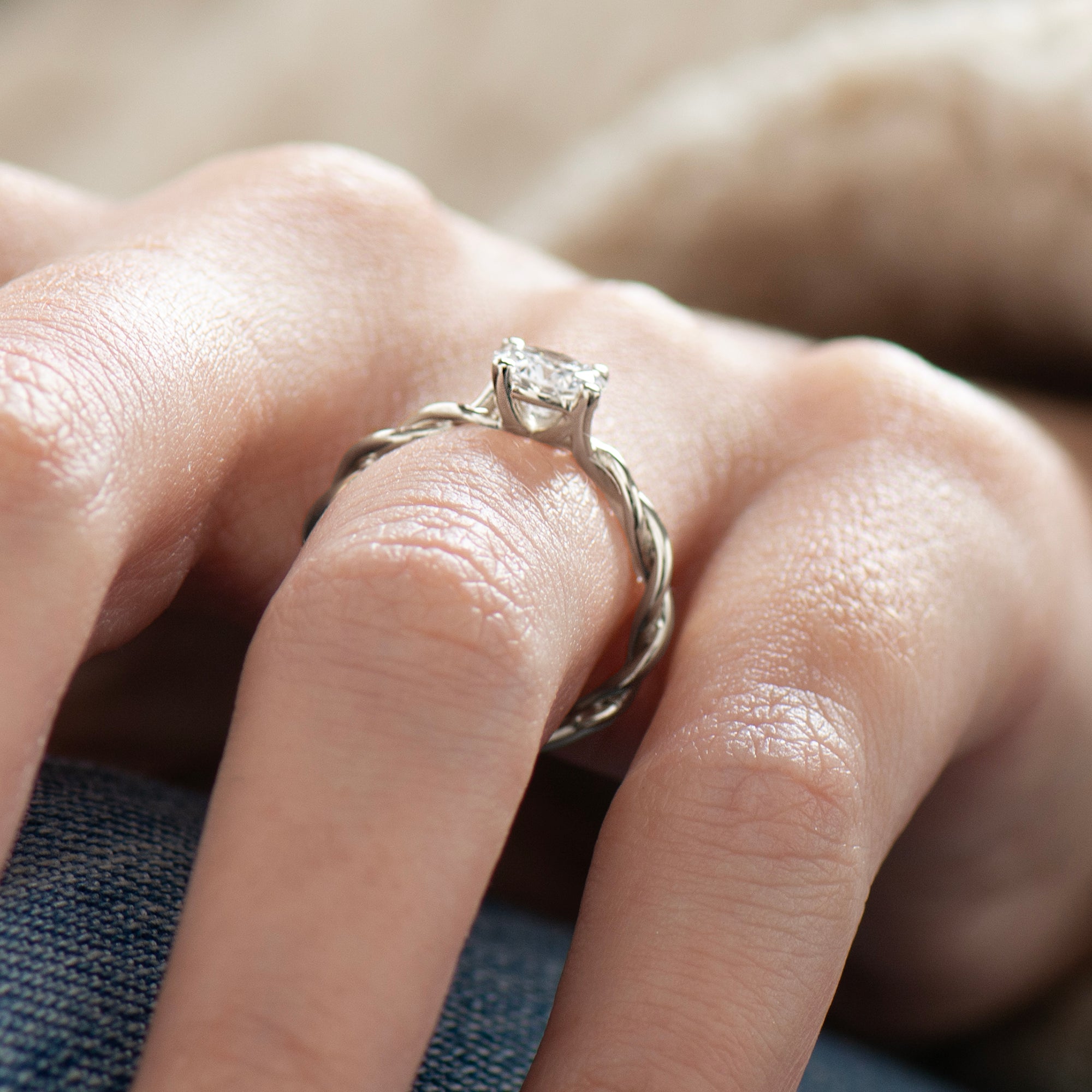 Solitaire Large Braided Engagement Ring