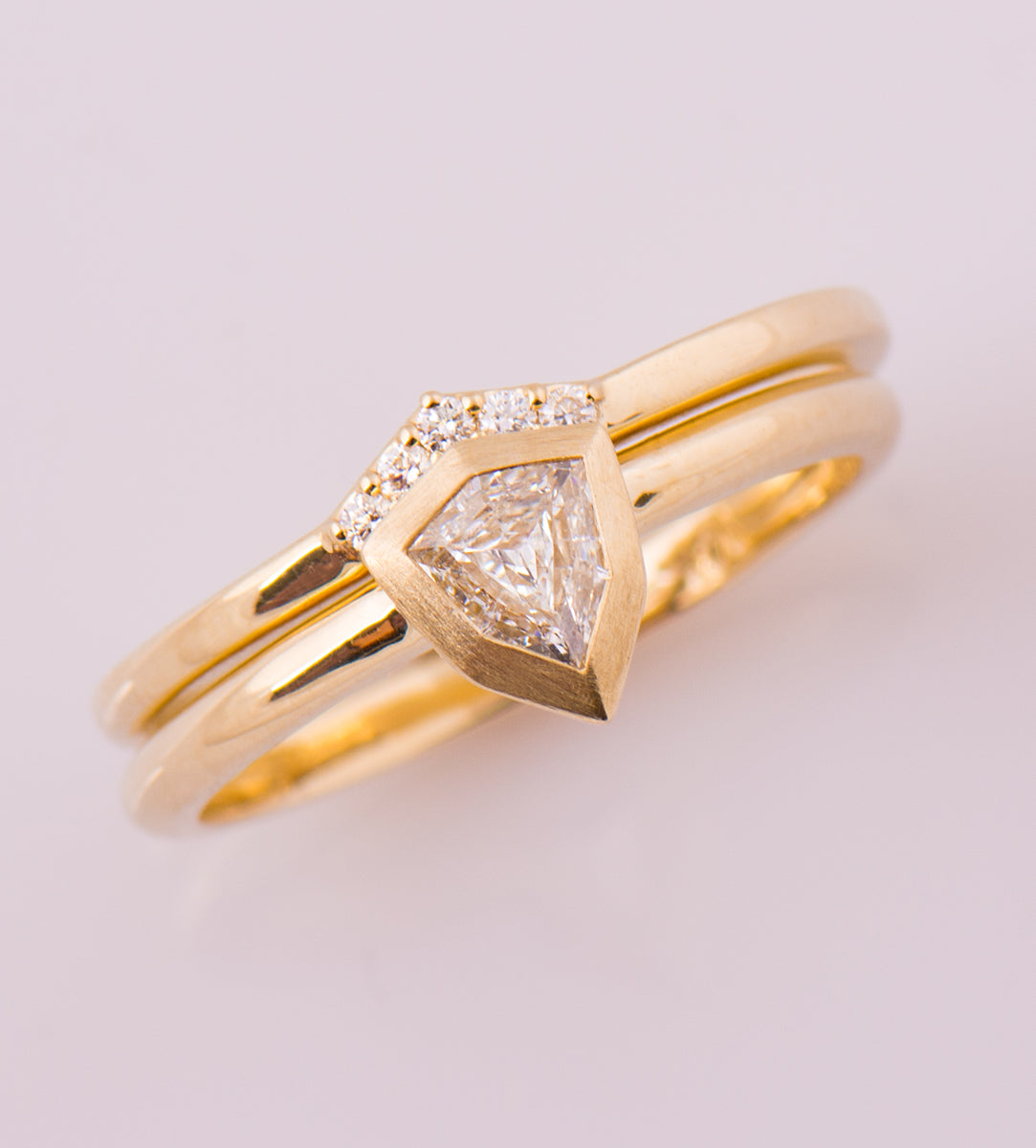 Shield Diamond Ring Set