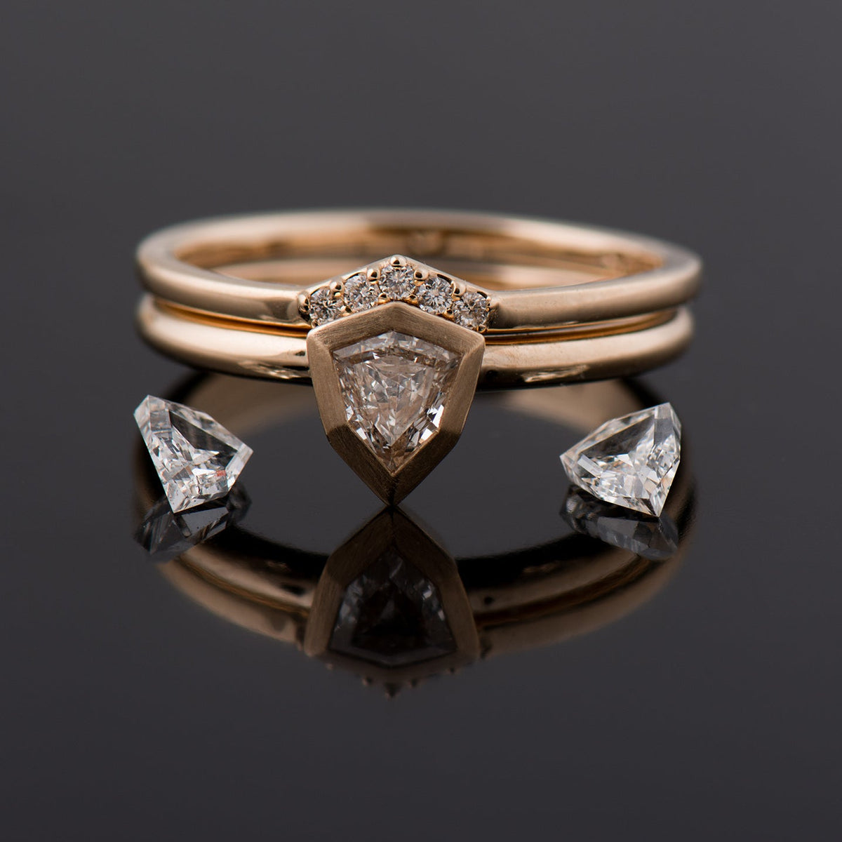 Shield Diamond Ring Set