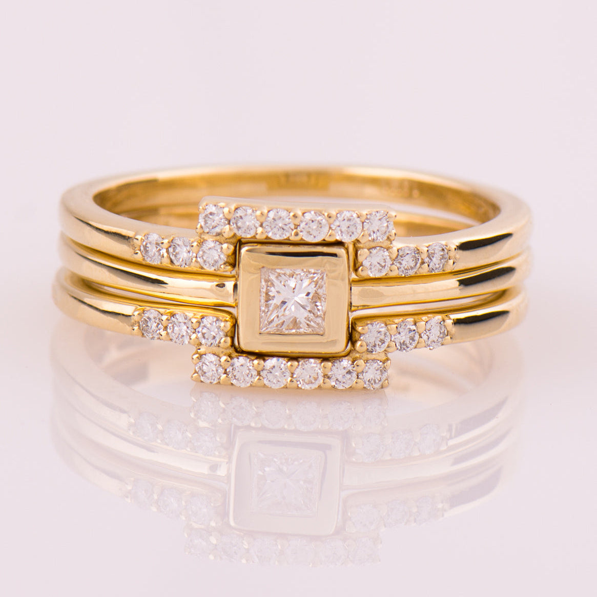 Flat Squared Bezel Trio Set