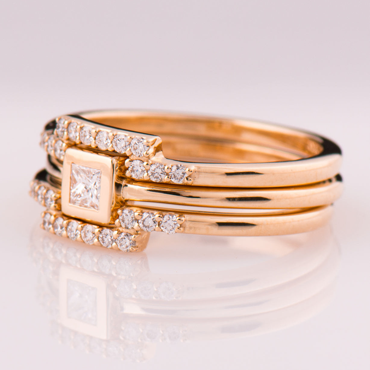 Flat Squared Bezel Trio Set