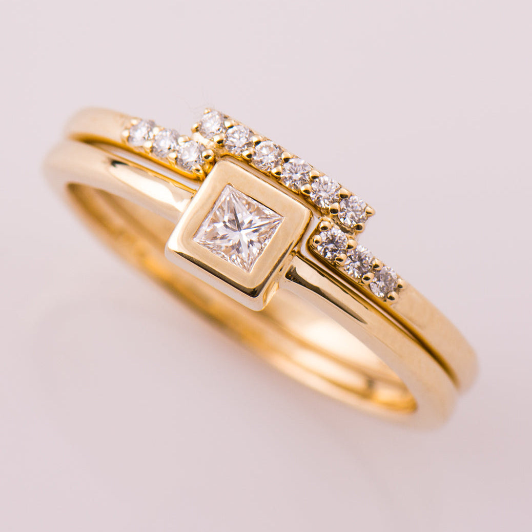 Flat Squared Bezel Ring Set