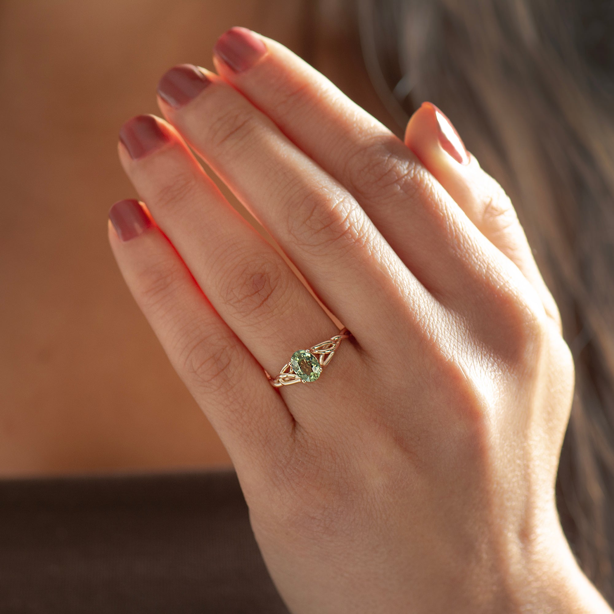 Celtic Green Sapphire Ring