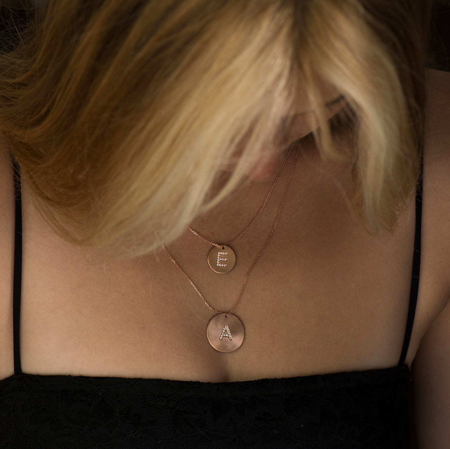 Medium Coin Letter Diamond Necklace