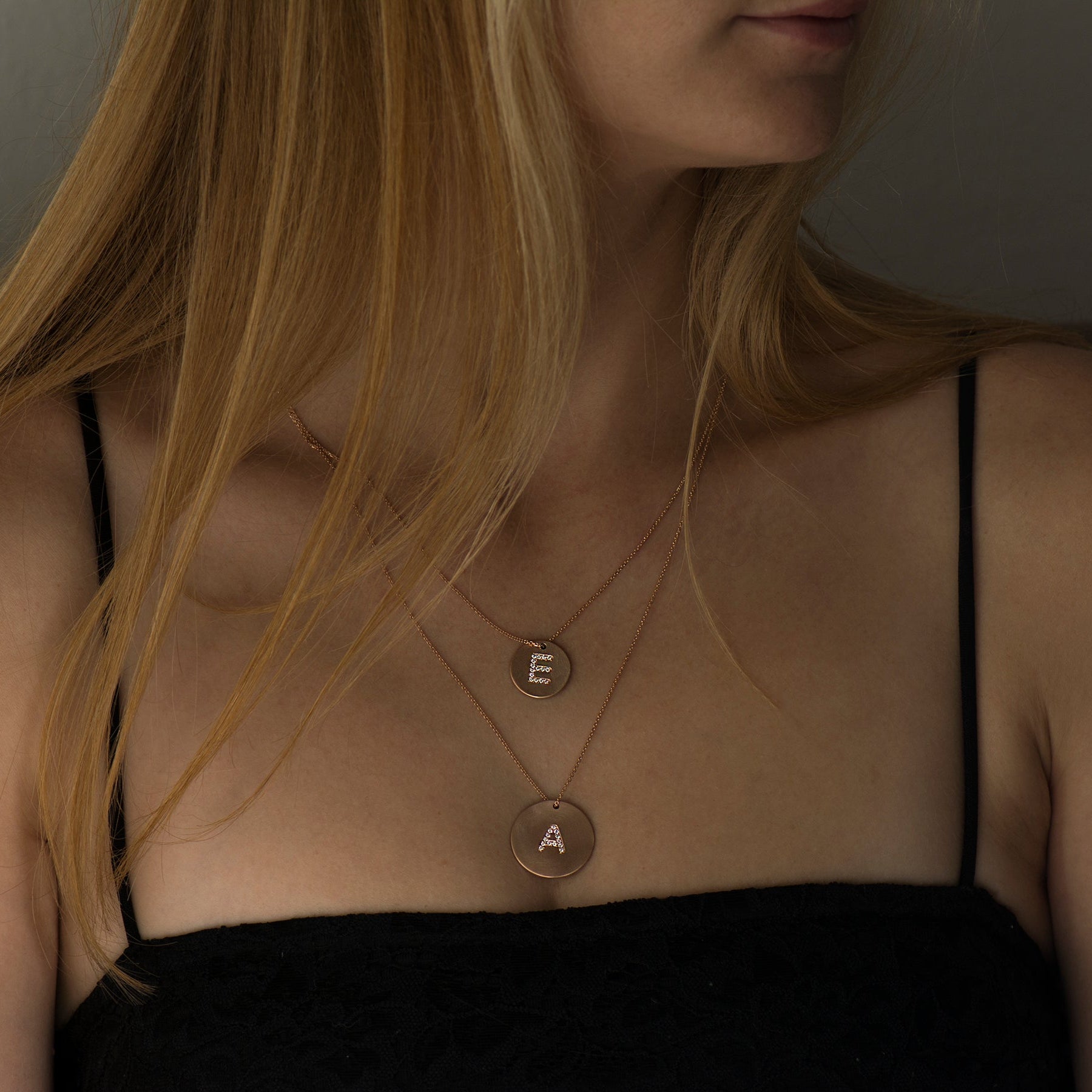 Large Coin Letter Diamond Necklace