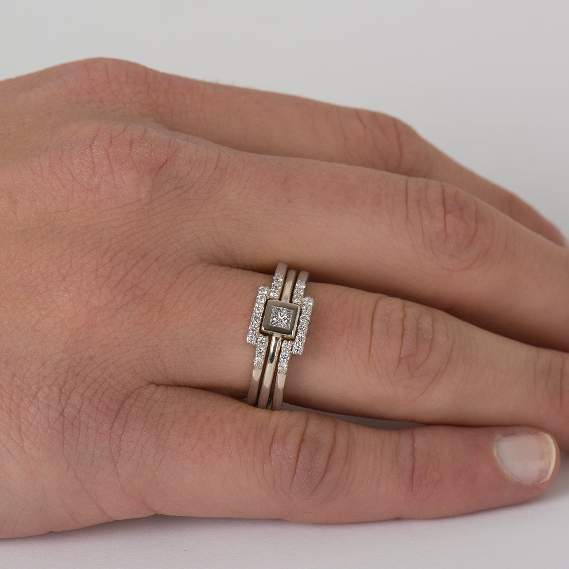 Flat Squared Bezel Trio Set