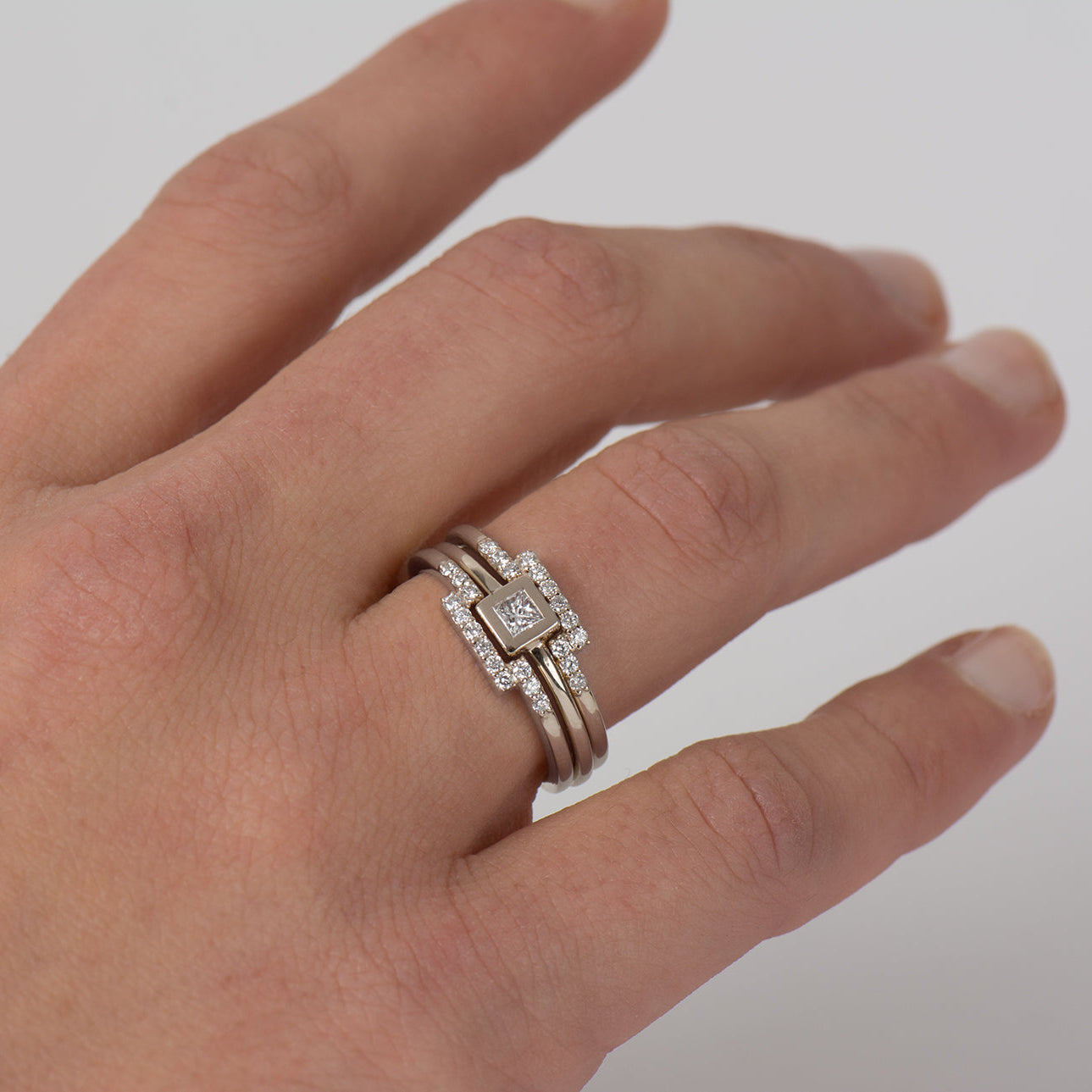 Flat Squared Bezel Trio Set