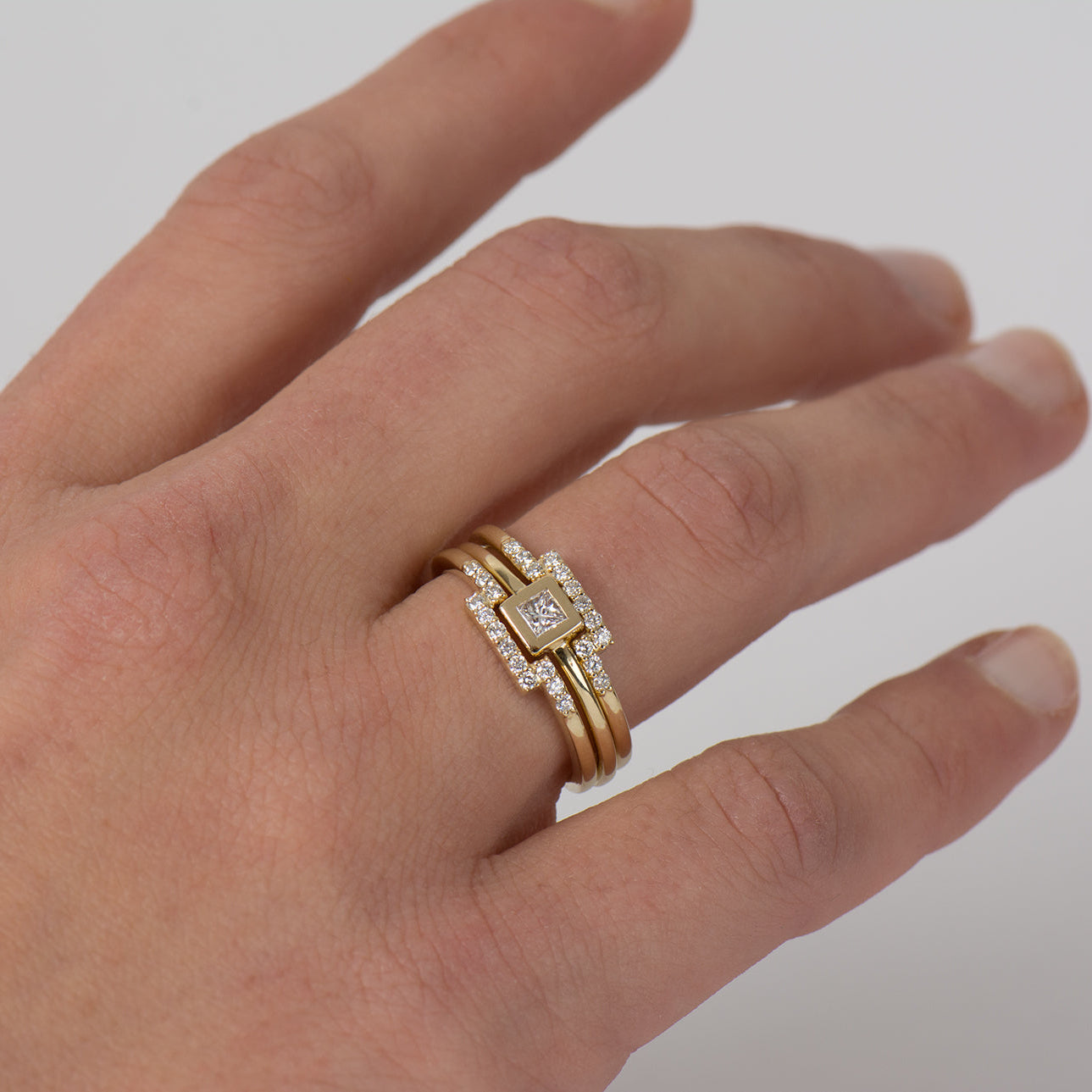 Flat Squared Bezel Trio Set