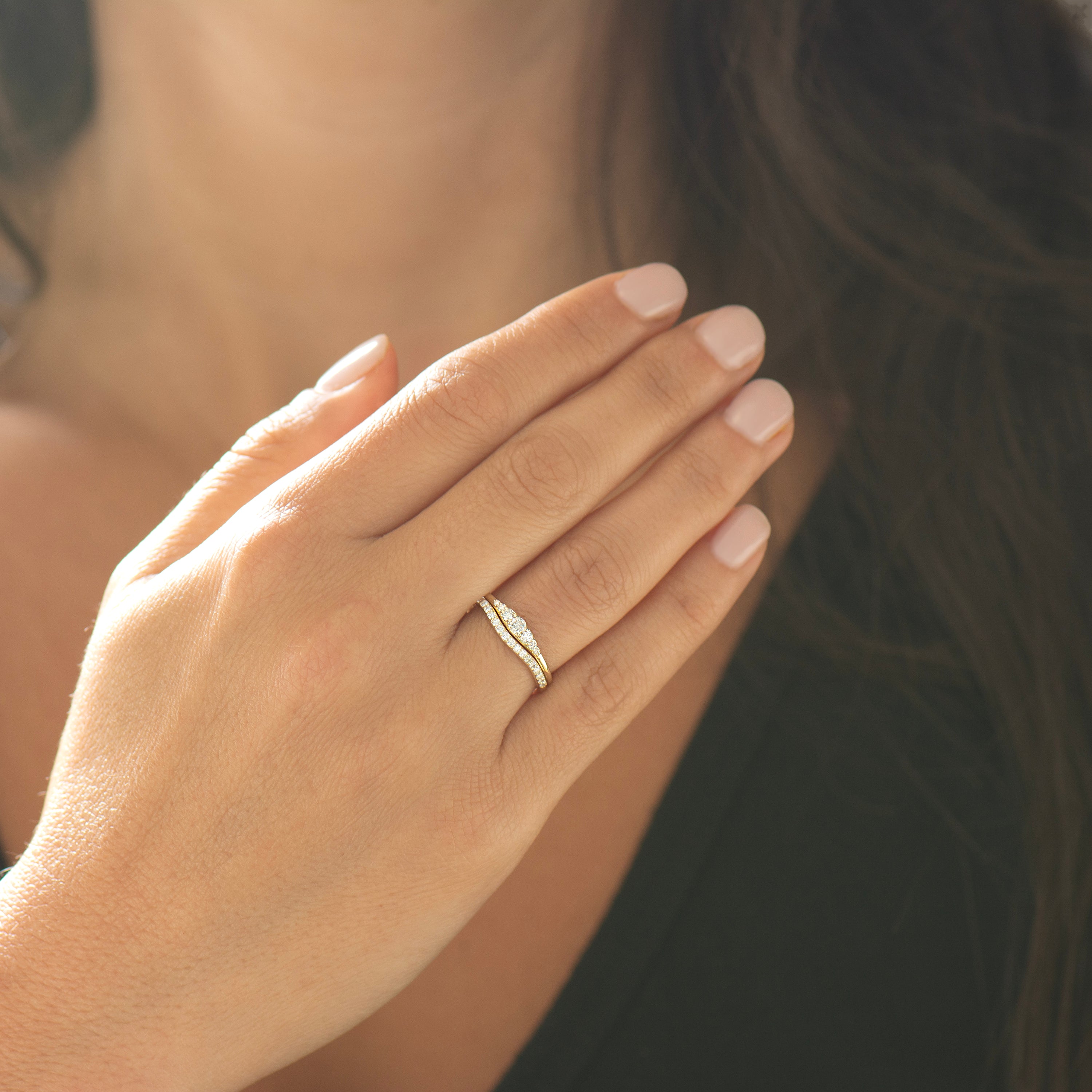 Dainty Tapered Diamond Wedding Set