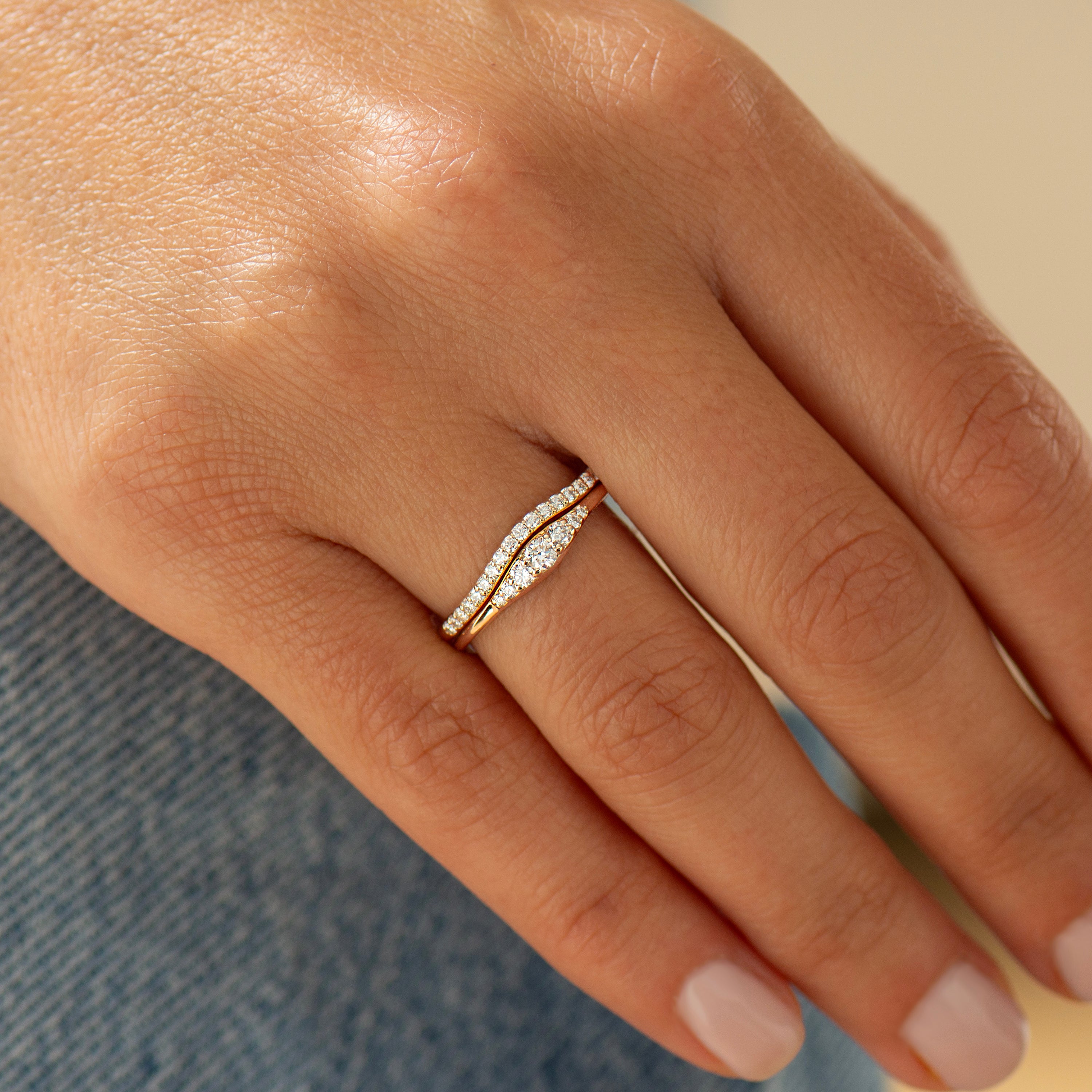 Dainty Tapered Diamond Wedding Set