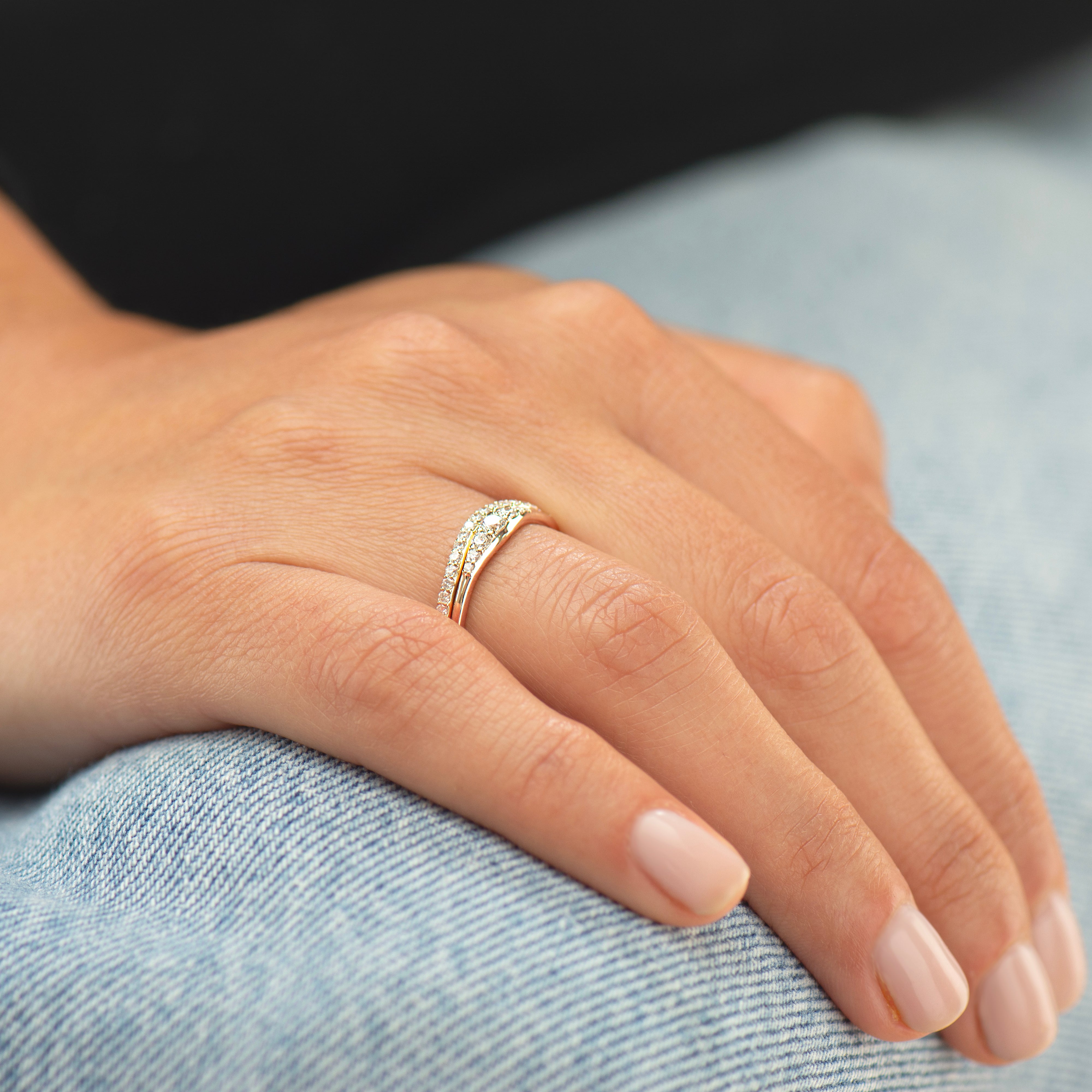 Dainty Tapered Diamond Wedding Set