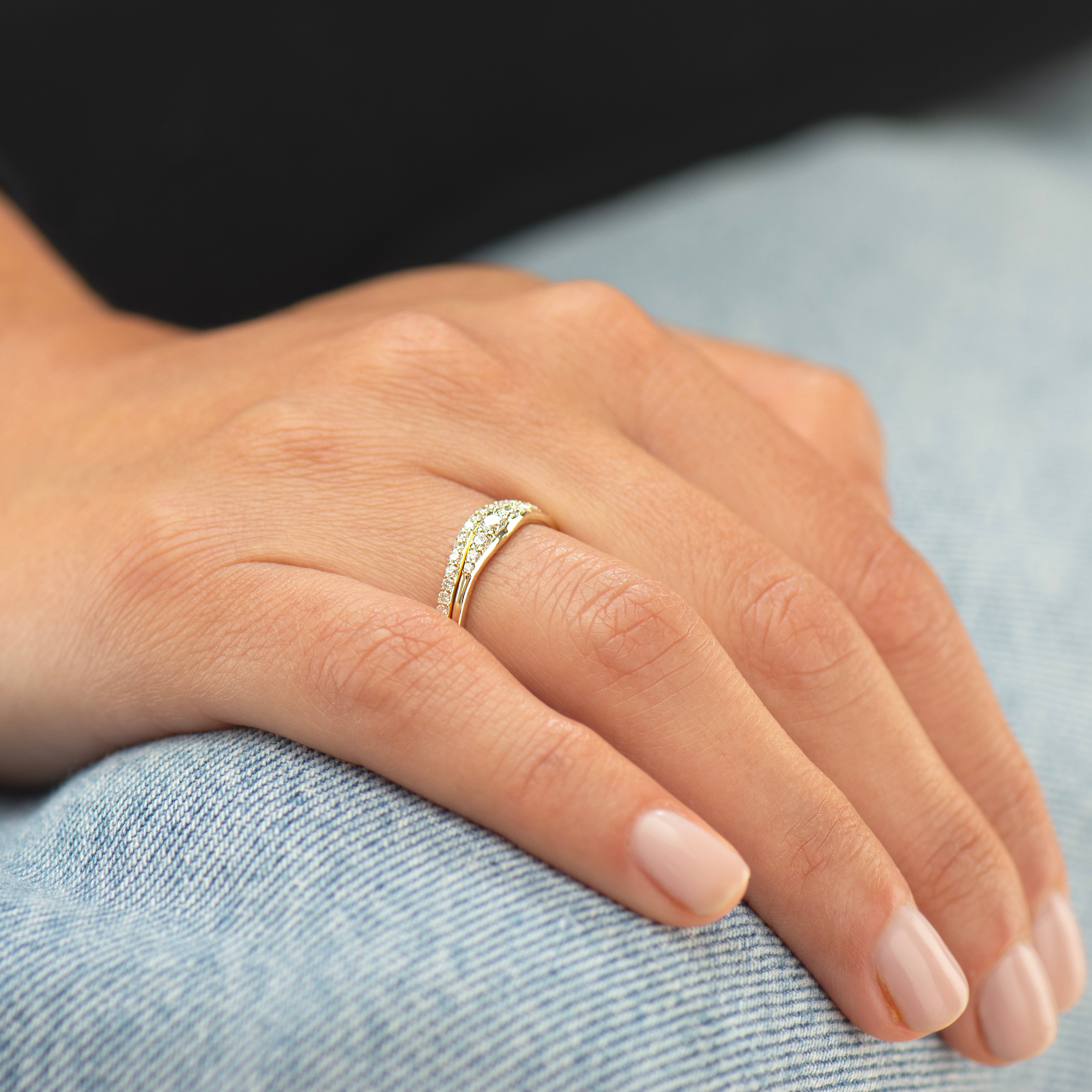 Dainty Tapered Diamond Wedding Set