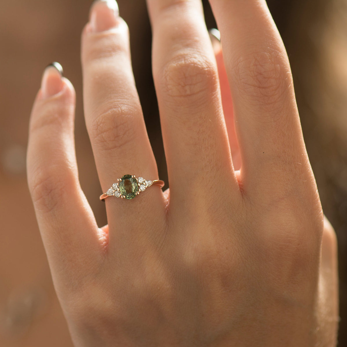 Green Sapphire Engagement Ring