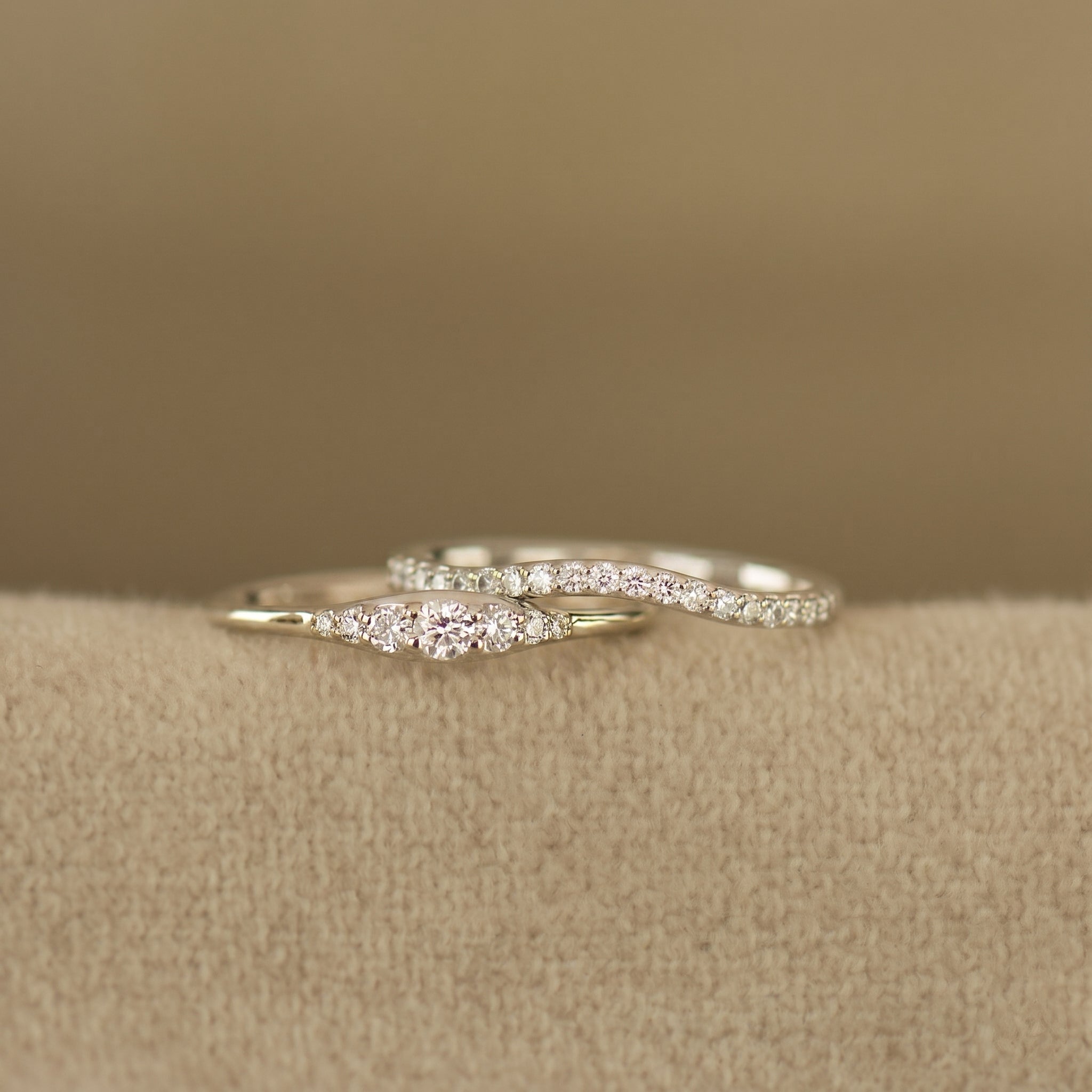 Dainty Tapered Diamond Wedding Set