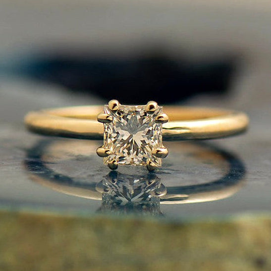 Double Pronged Princess Cut Engagement Ring