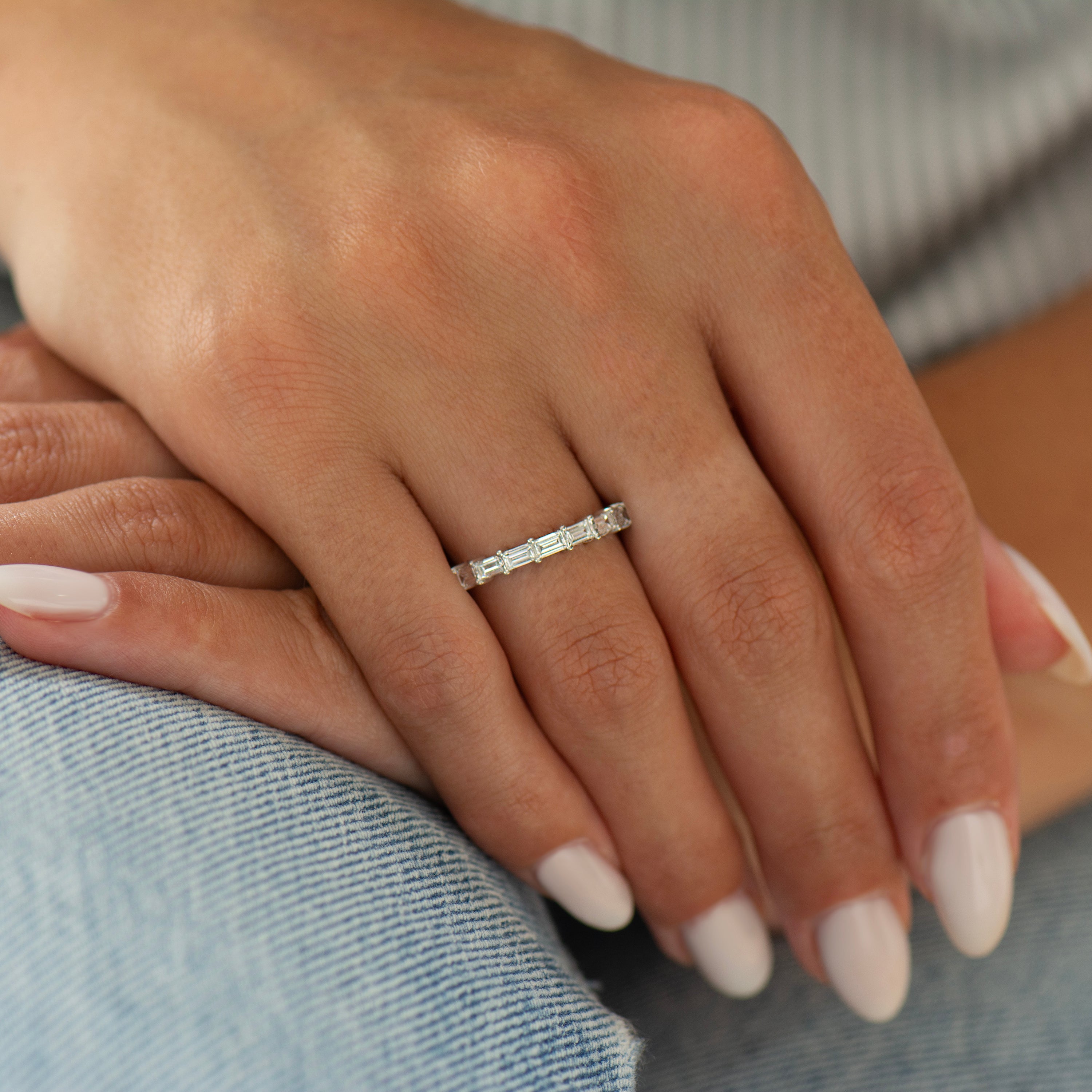 Baguette Diamonds Half Eternity Band