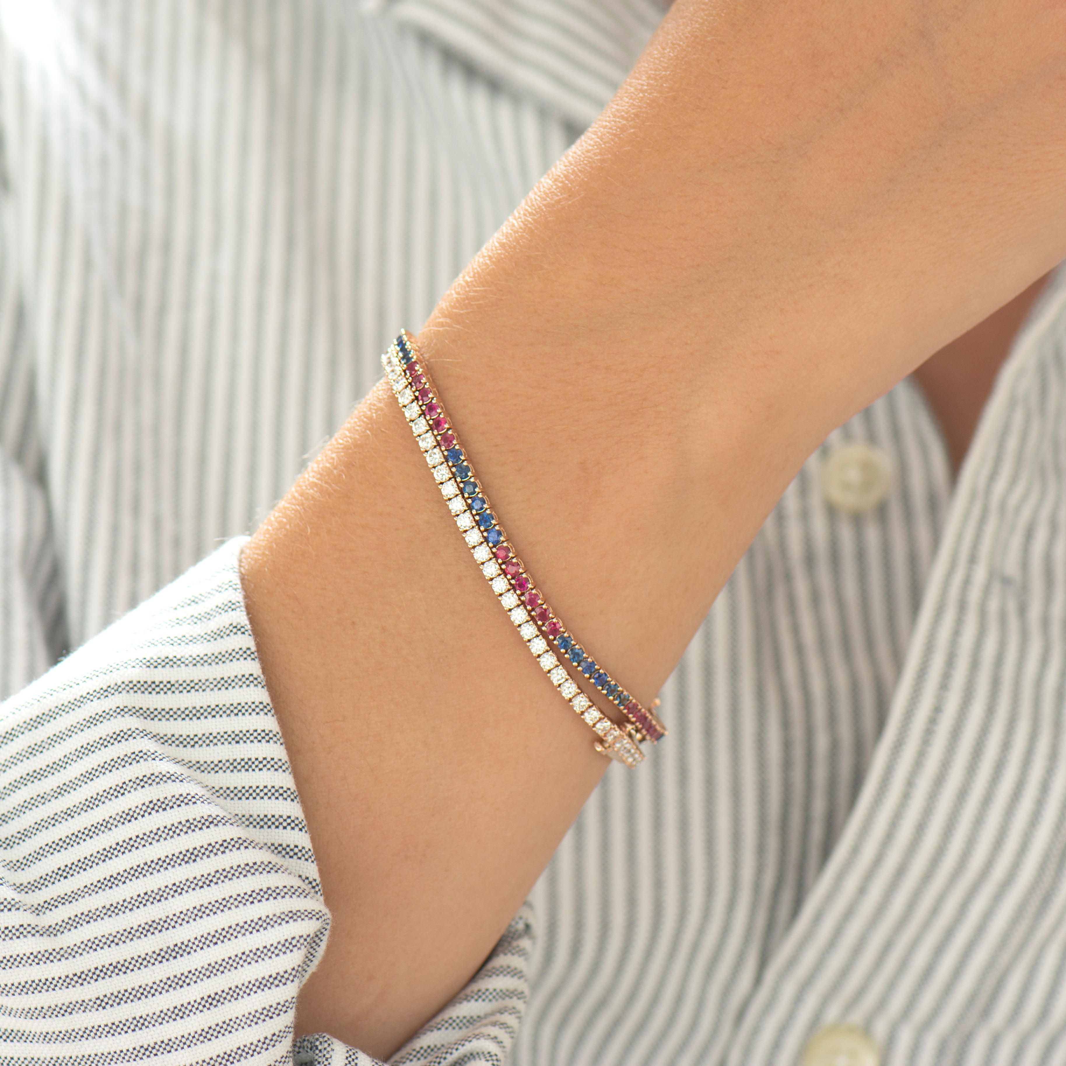 Ruby and Blue Sapphire Tennis Bracelet
