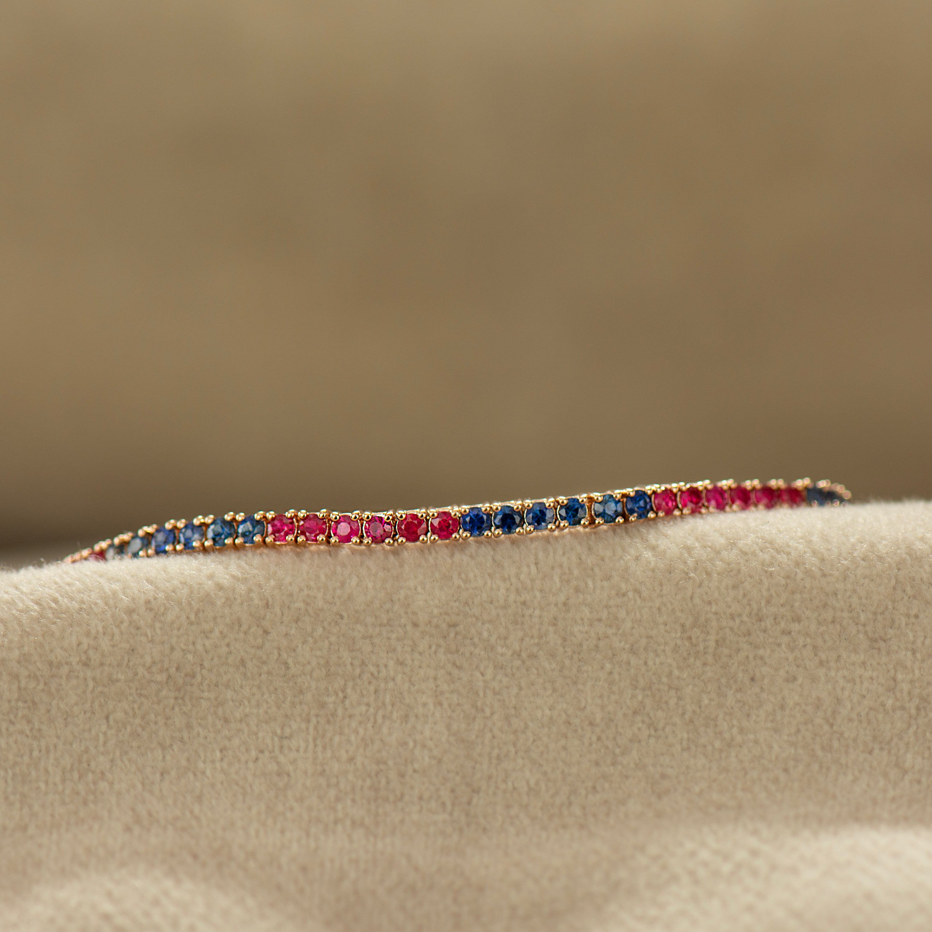 Ruby and Blue Sapphire Tennis Bracelet