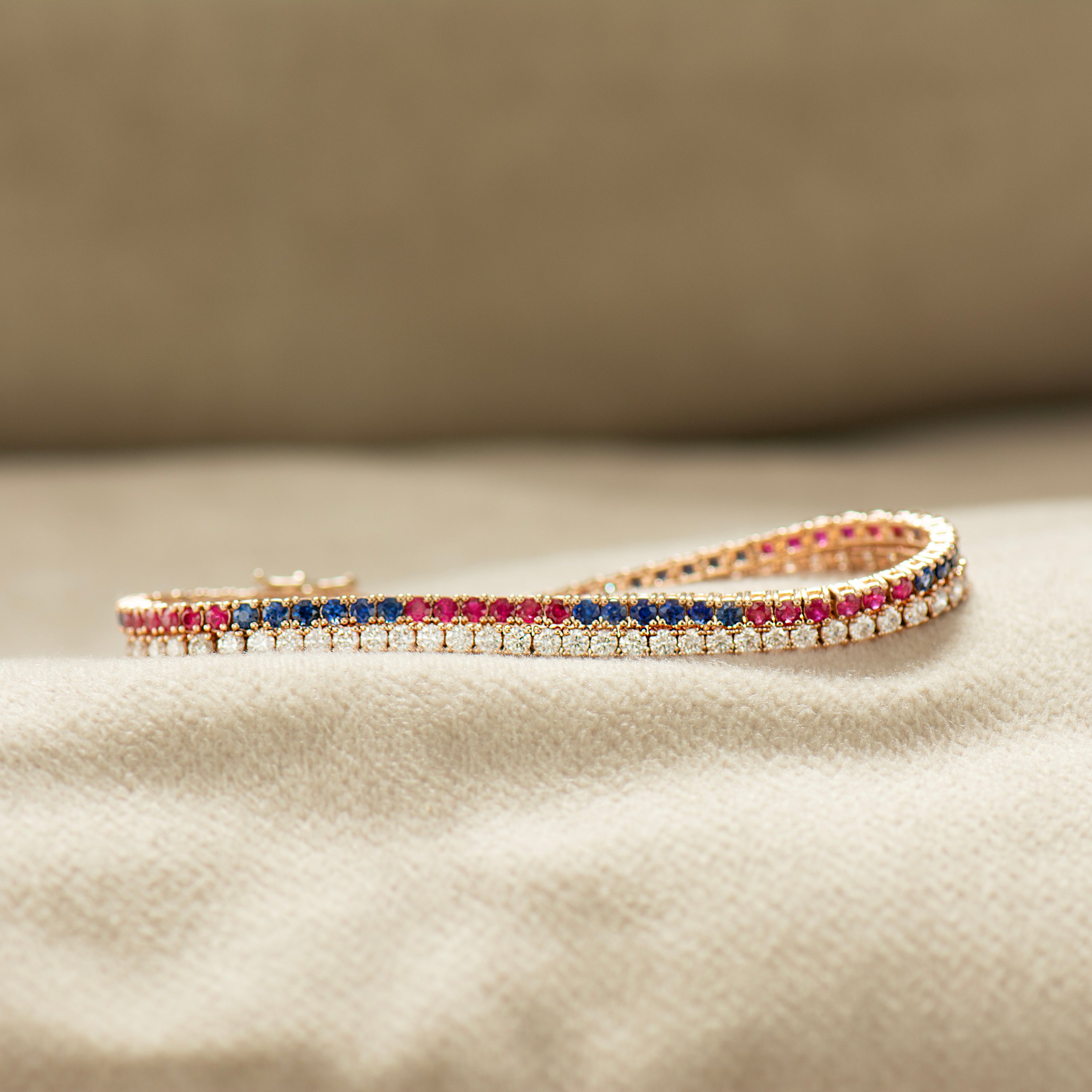 Ruby and Blue Sapphire Tennis Bracelet