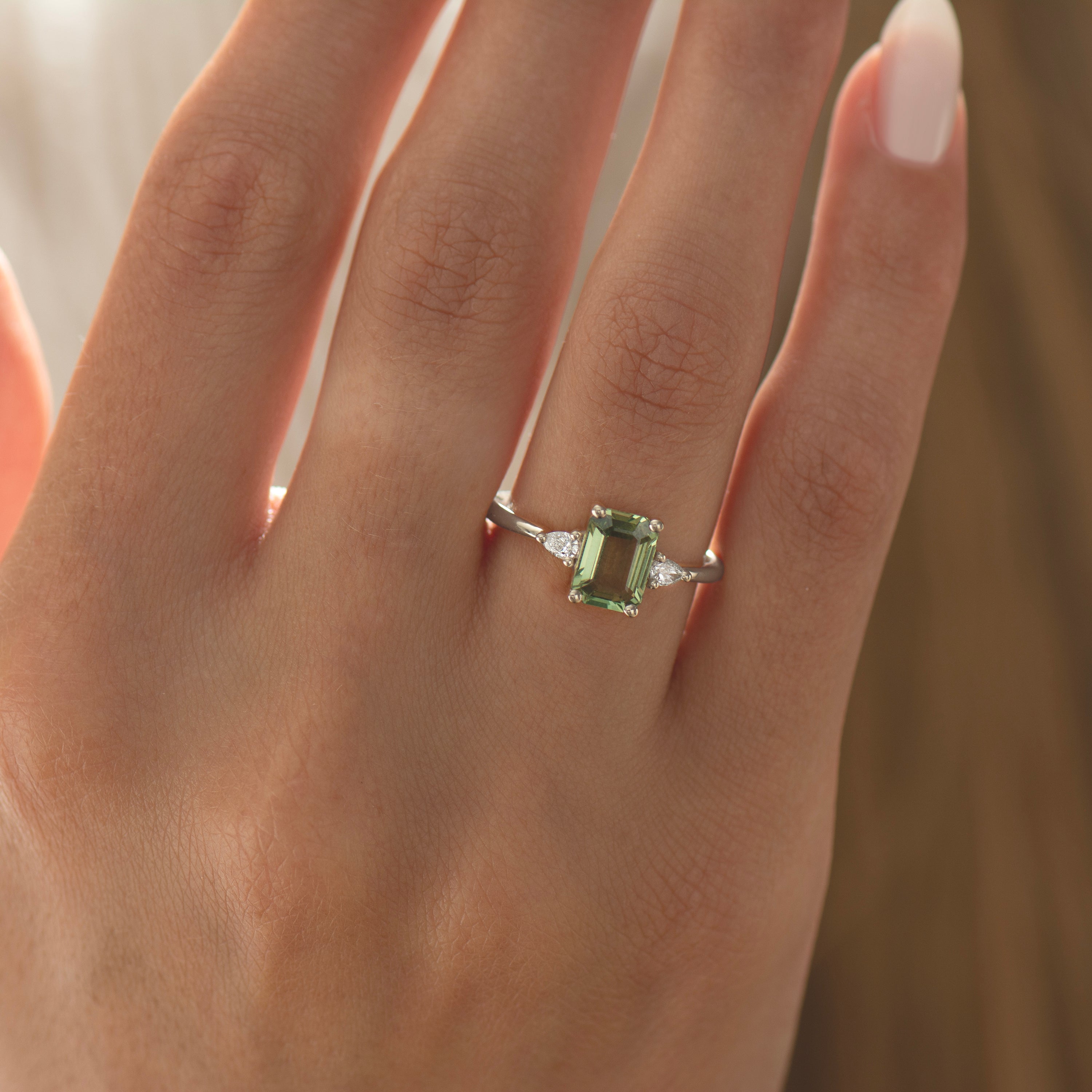 Large Emerald Green Sapphire Ring