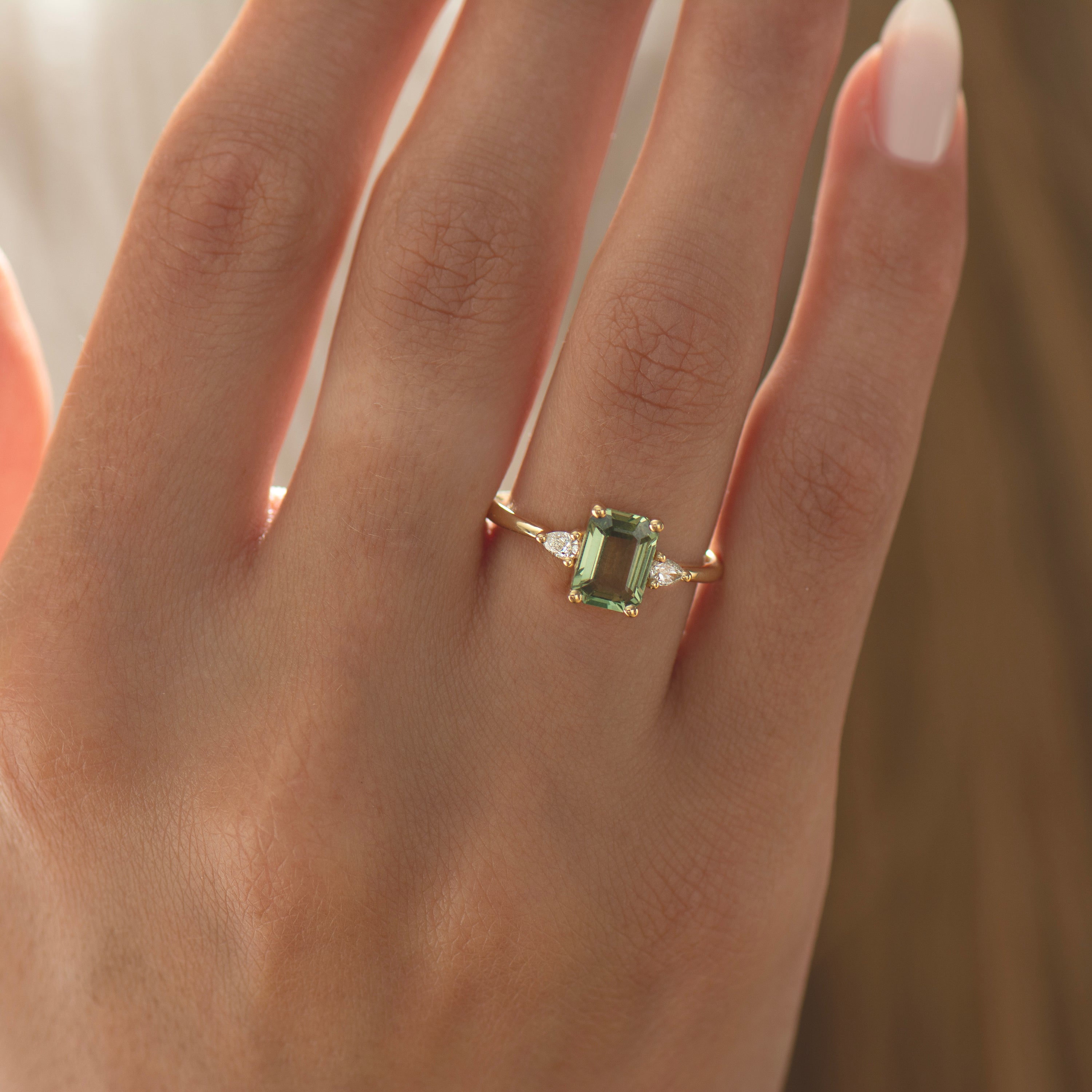 Large Emerald Green Sapphire Ring